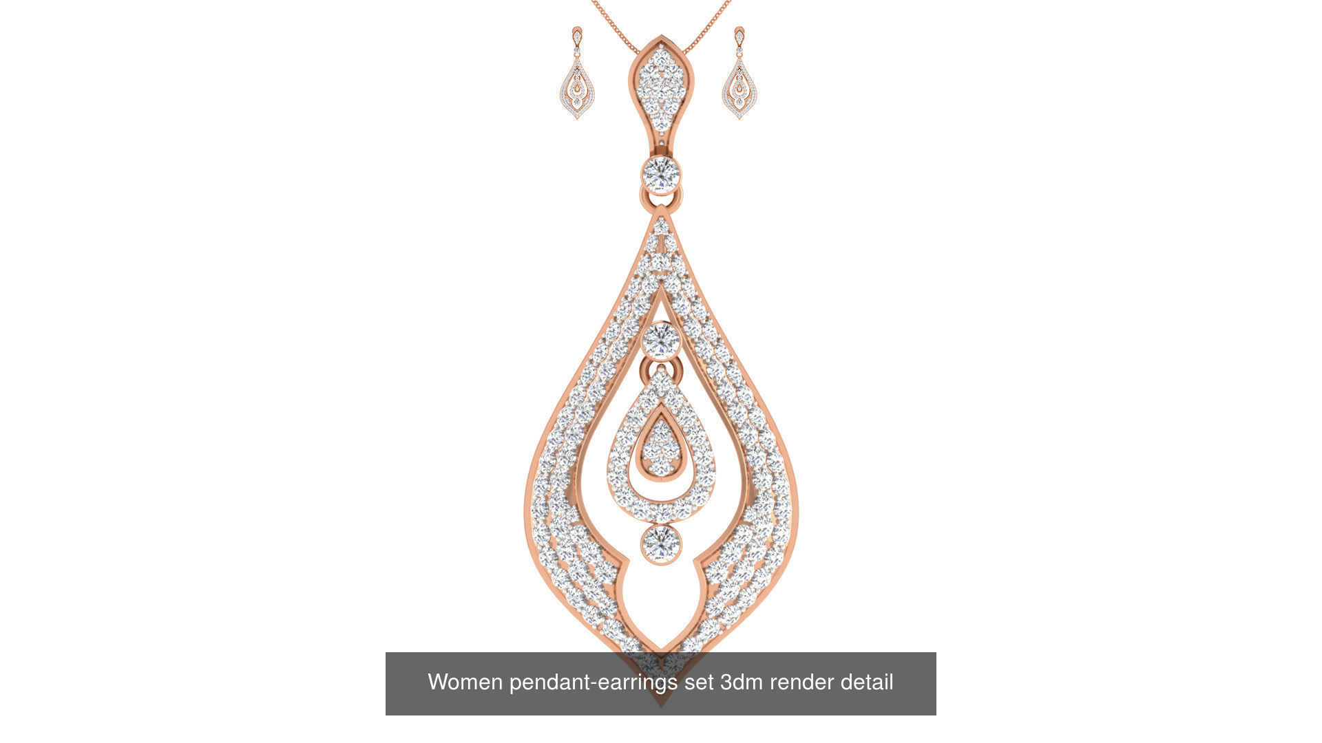 172 Women pendant-earrings set 3dm render detail  3D Model Collection_102