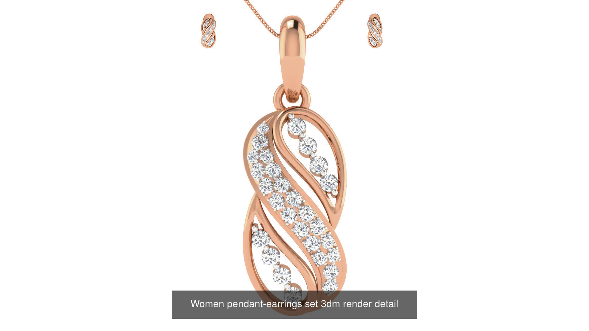 172 Women pendant-earrings set 3dm render detail  3D Model Collection_137