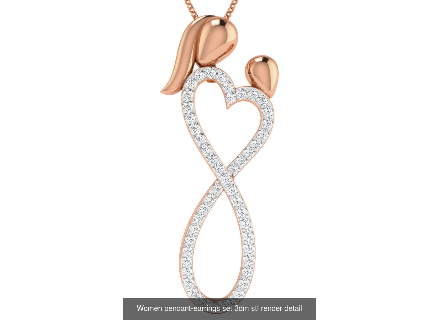 172 Women pendant-earrings set 3dm render detail  3D Model Collection_40