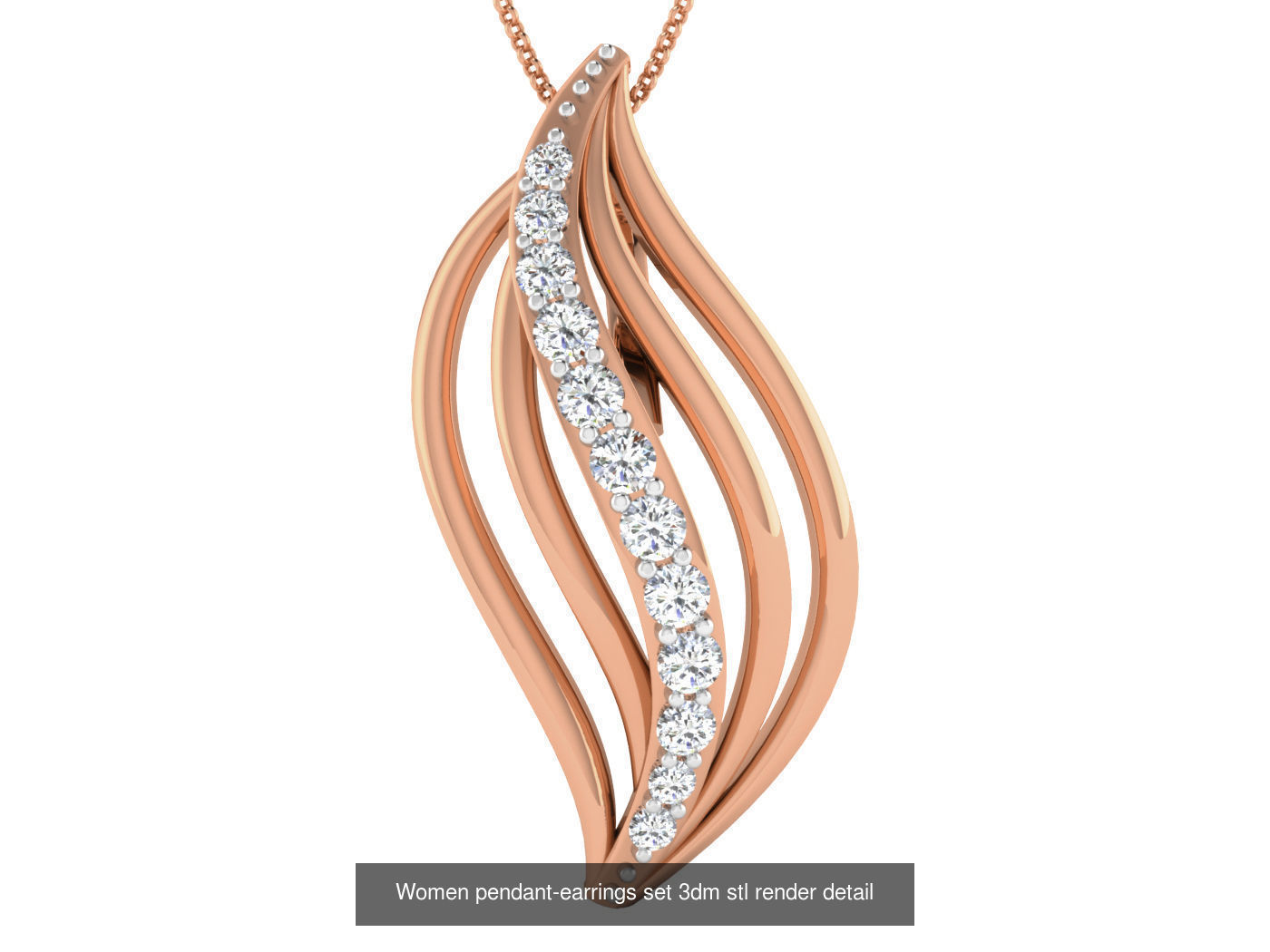 172 Women pendant-earrings set 3dm render detail  3D Model Collection_9