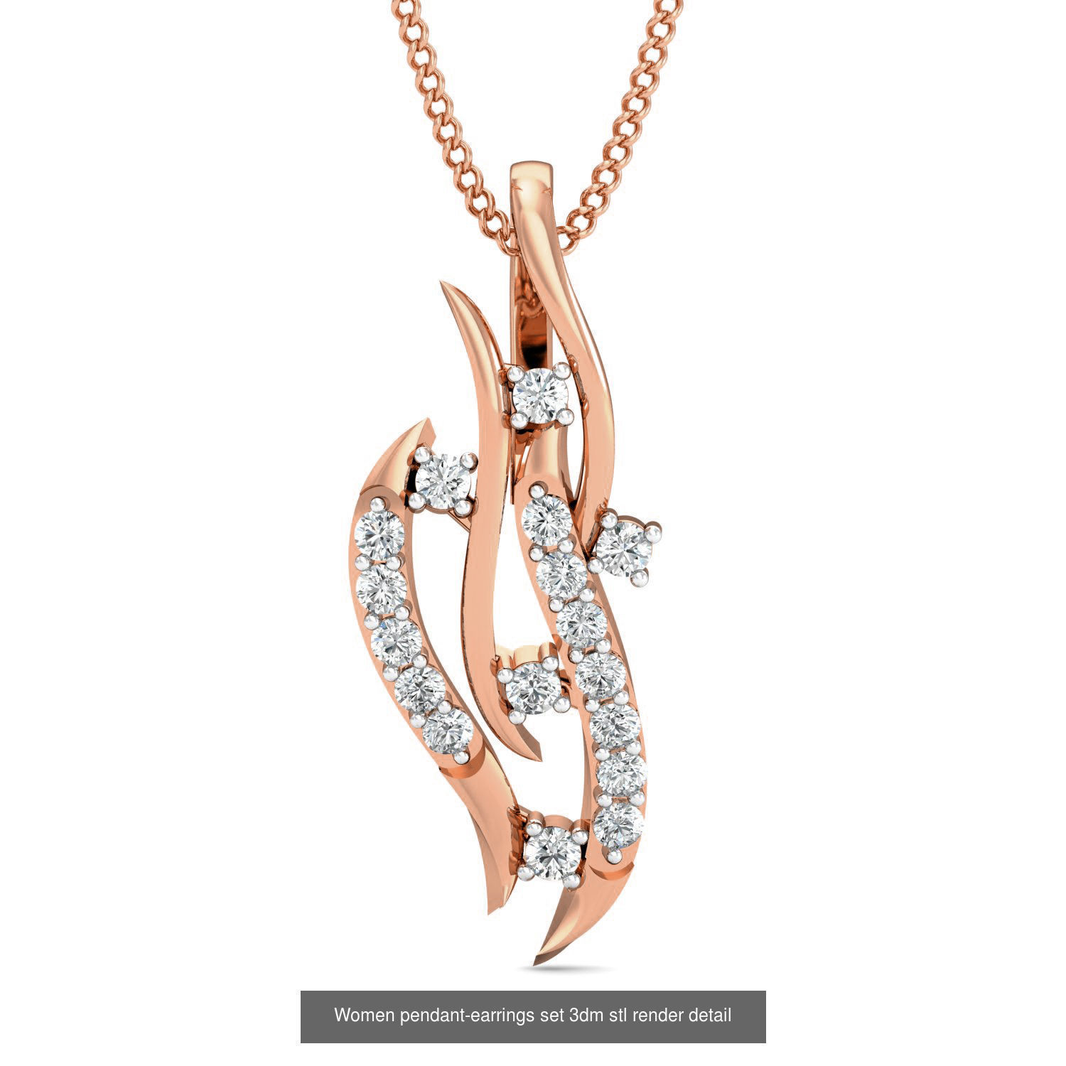 172 Women pendant-earrings set 3dm render detail  3D Model Collection_162