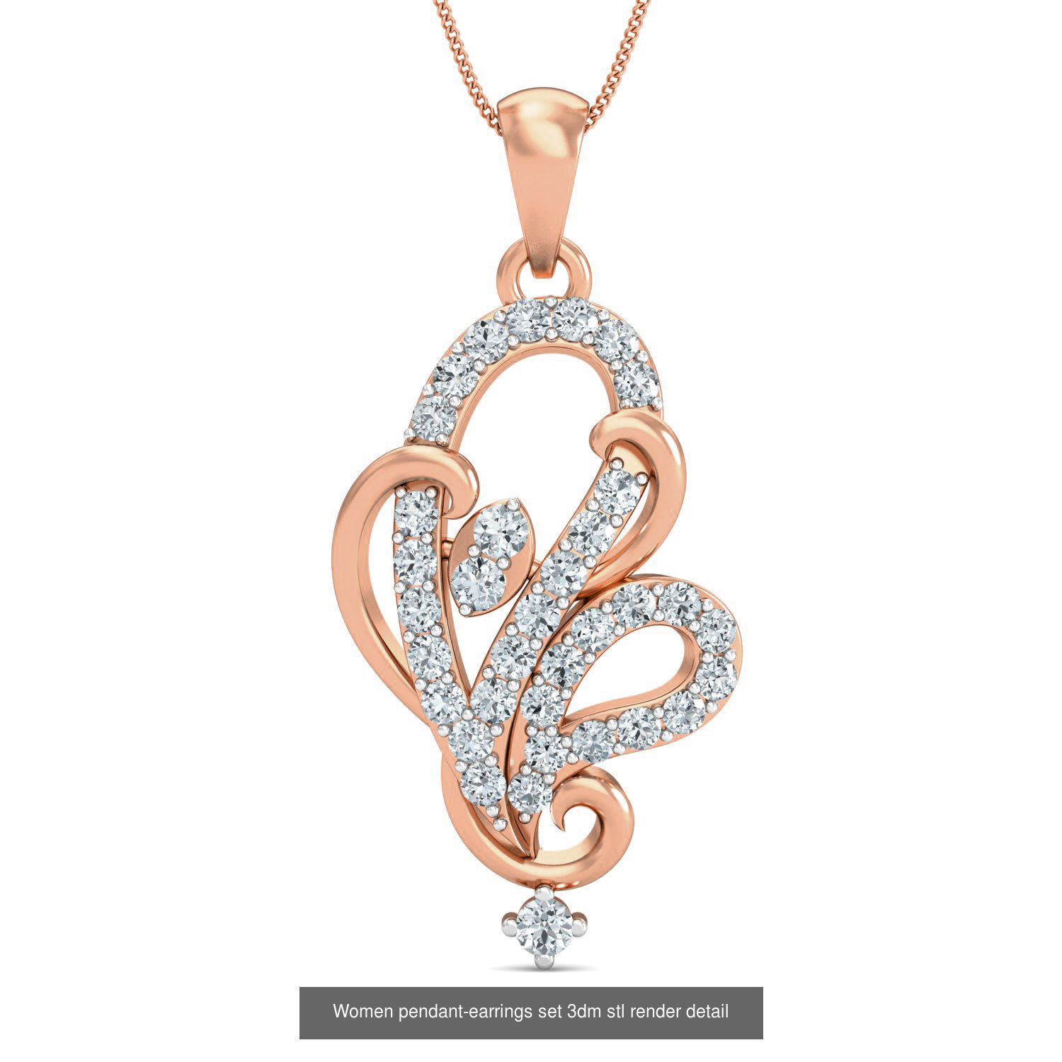 172 Women pendant-earrings set 3dm render detail  3D Model Collection_74