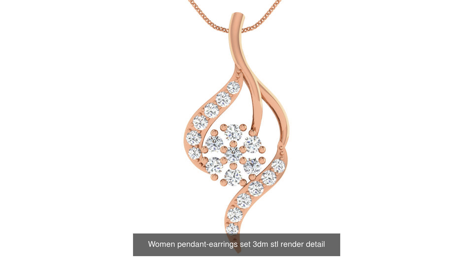 172 Women pendant-earrings set 3dm render detail  3D Model Collection_134