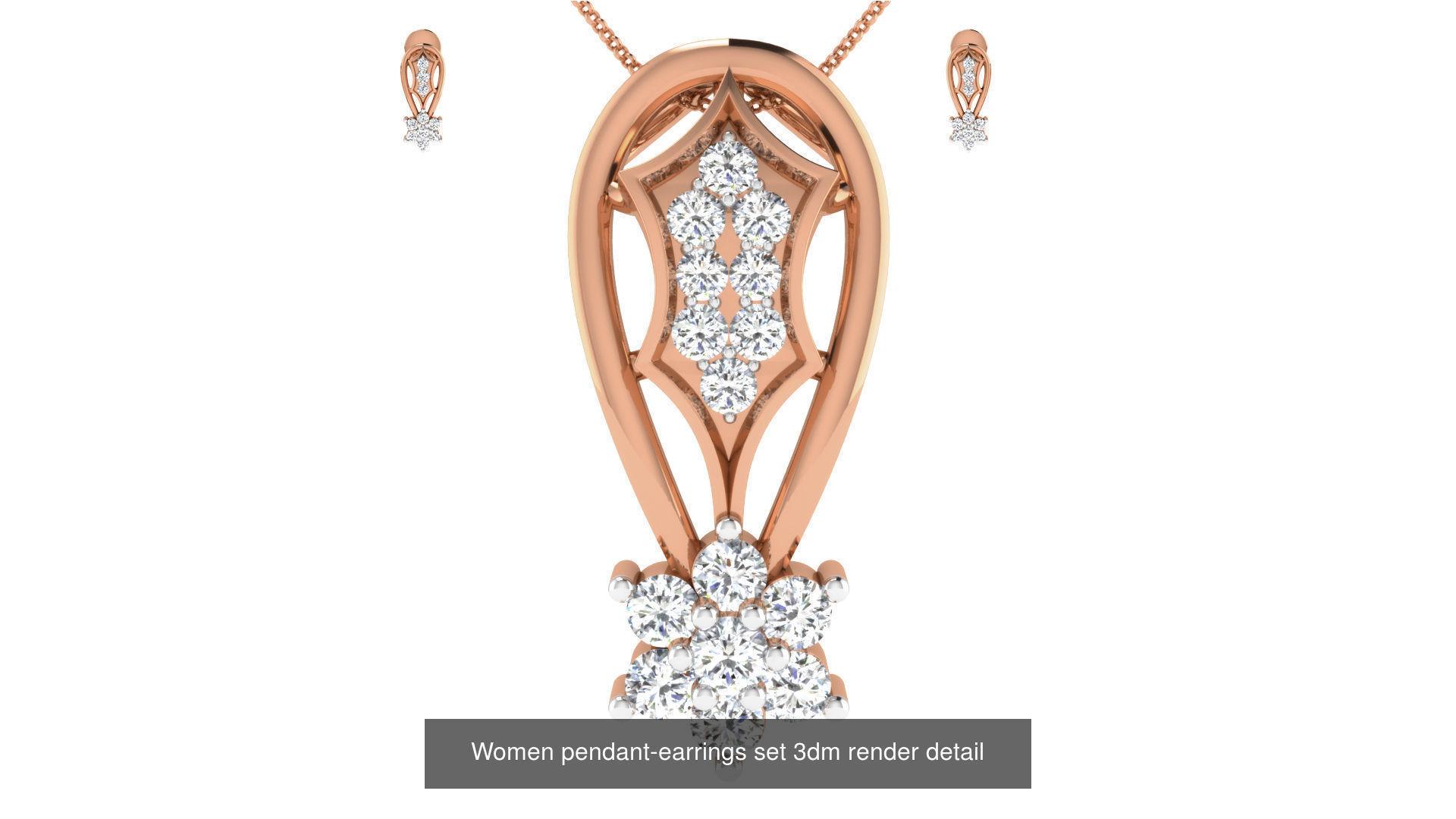 172 Women pendant-earrings set 3dm render detail  3D Model Collection_140