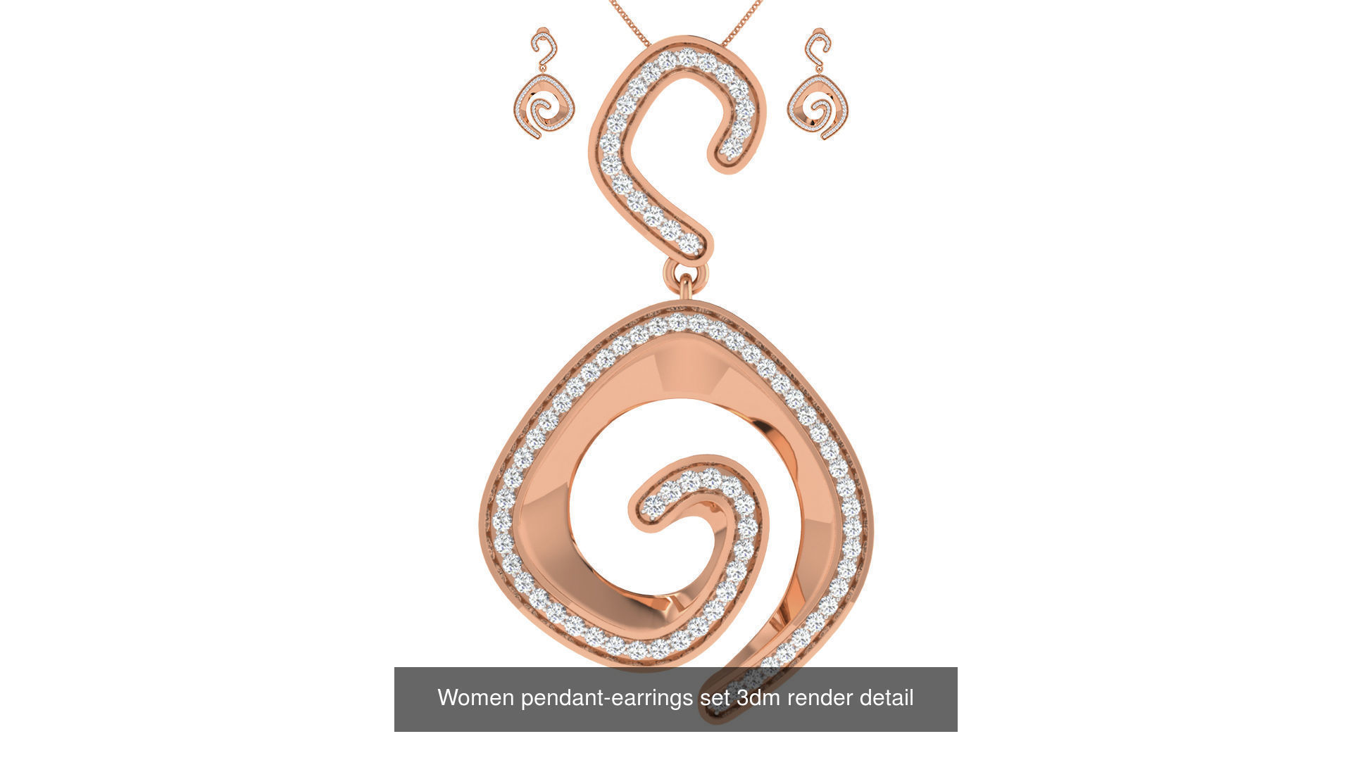 172 Women pendant-earrings set 3dm render detail  3D Model Collection_101
