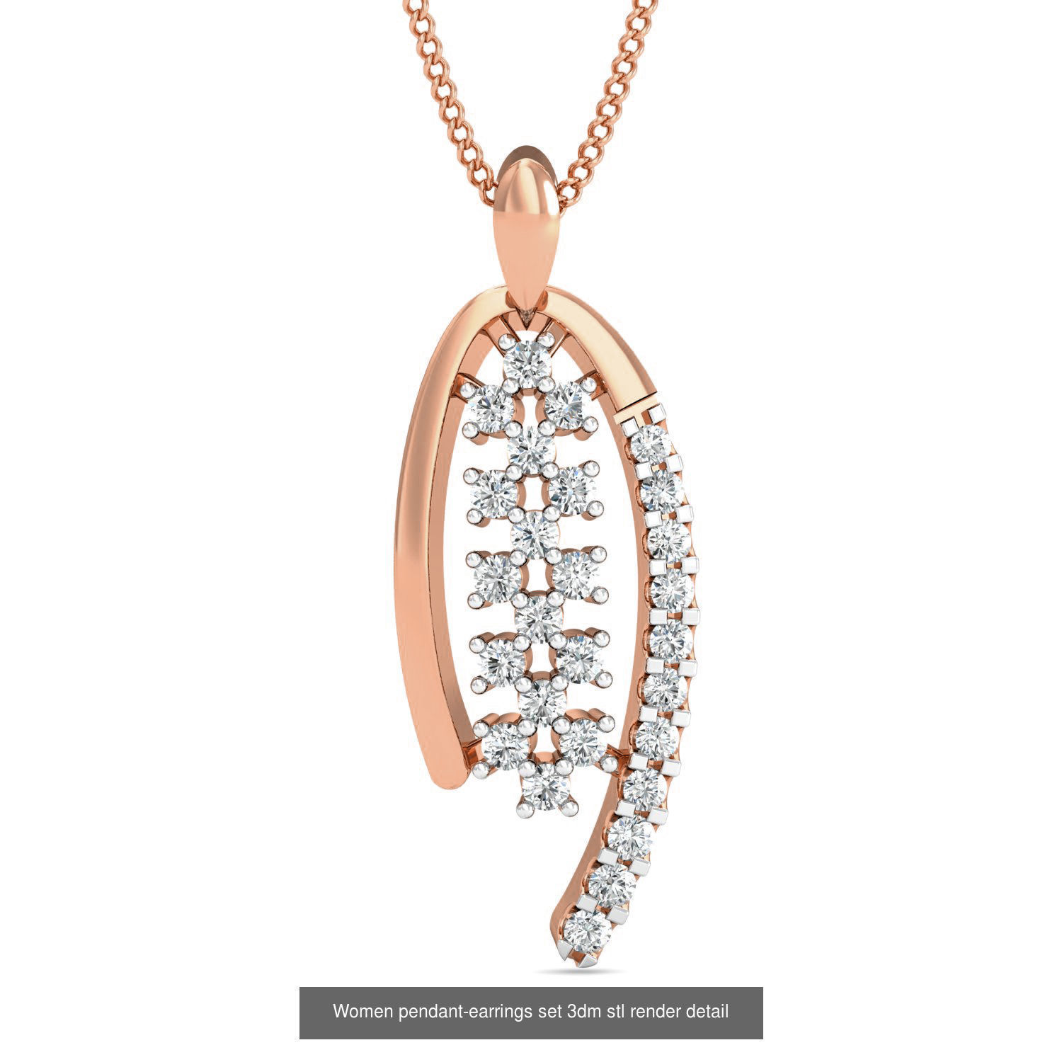 172 Women pendant-earrings set 3dm render detail  3D Model Collection_171