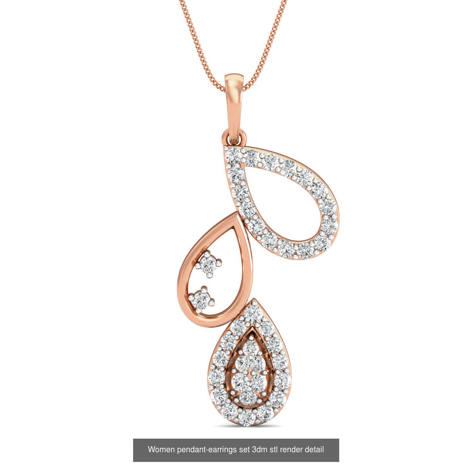 172 Women pendant-earrings set 3dm render detail  3D Model Collection_168