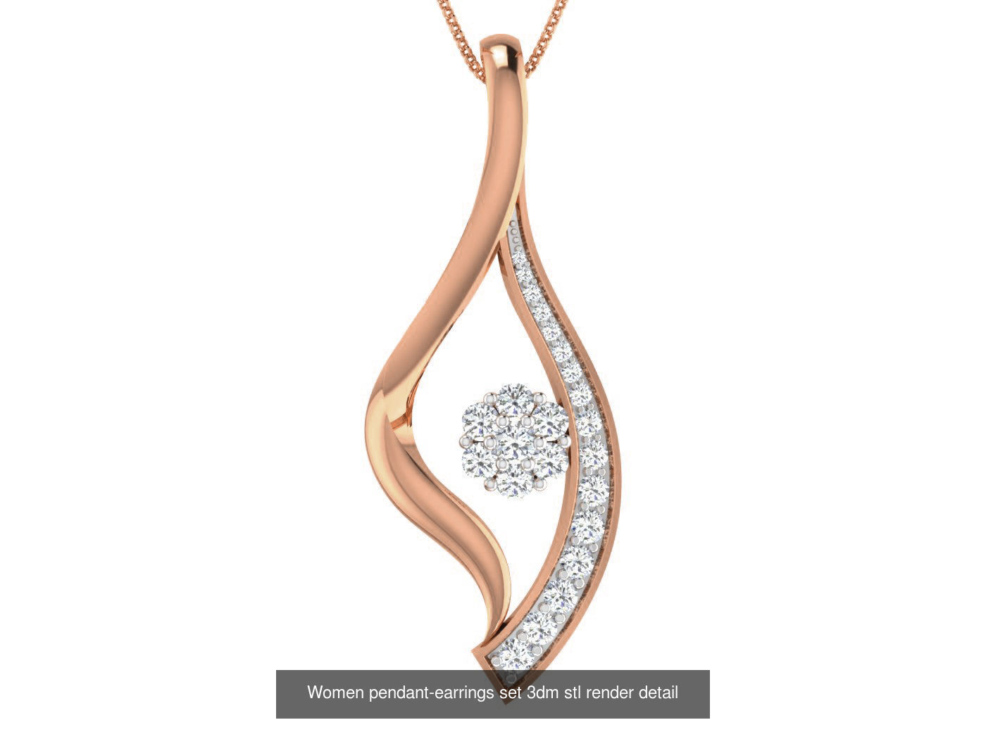172 Women pendant-earrings set 3dm render detail  3D Model Collection_56
