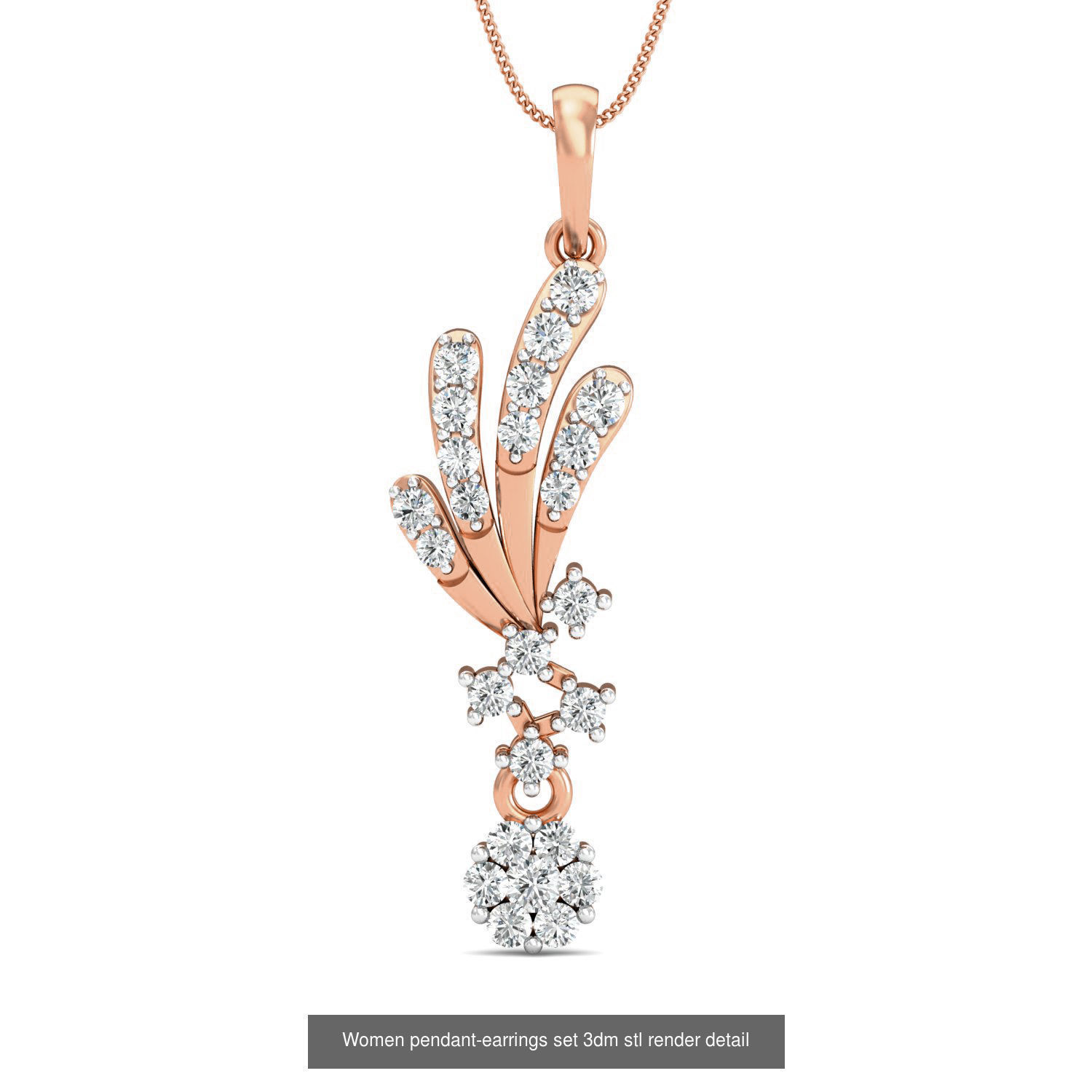 172 Women pendant-earrings set 3dm render detail  3D Model Collection_147