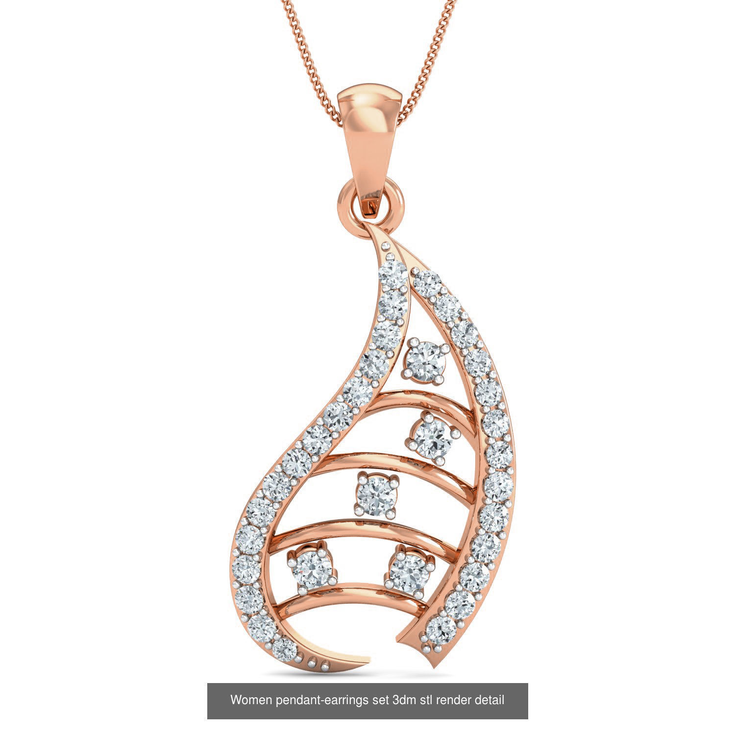 172 Women pendant-earrings set 3dm render detail  3D Model Collection_72