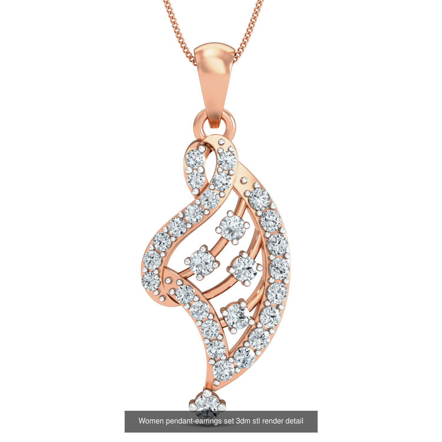 172 Women pendant-earrings set 3dm render detail  3D Model Collection_69