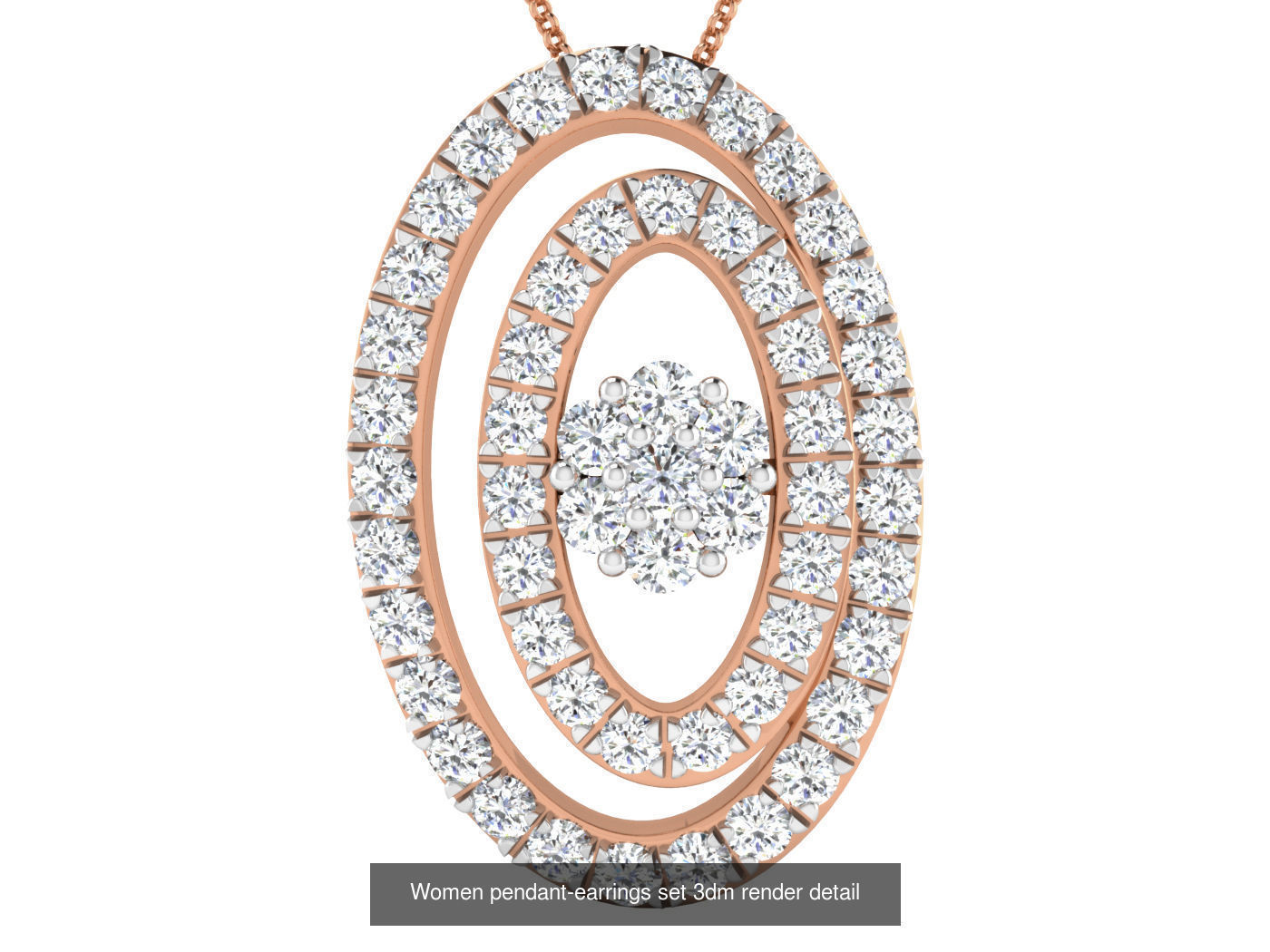 172 Women pendant-earrings set 3dm render detail  3D Model Collection_8