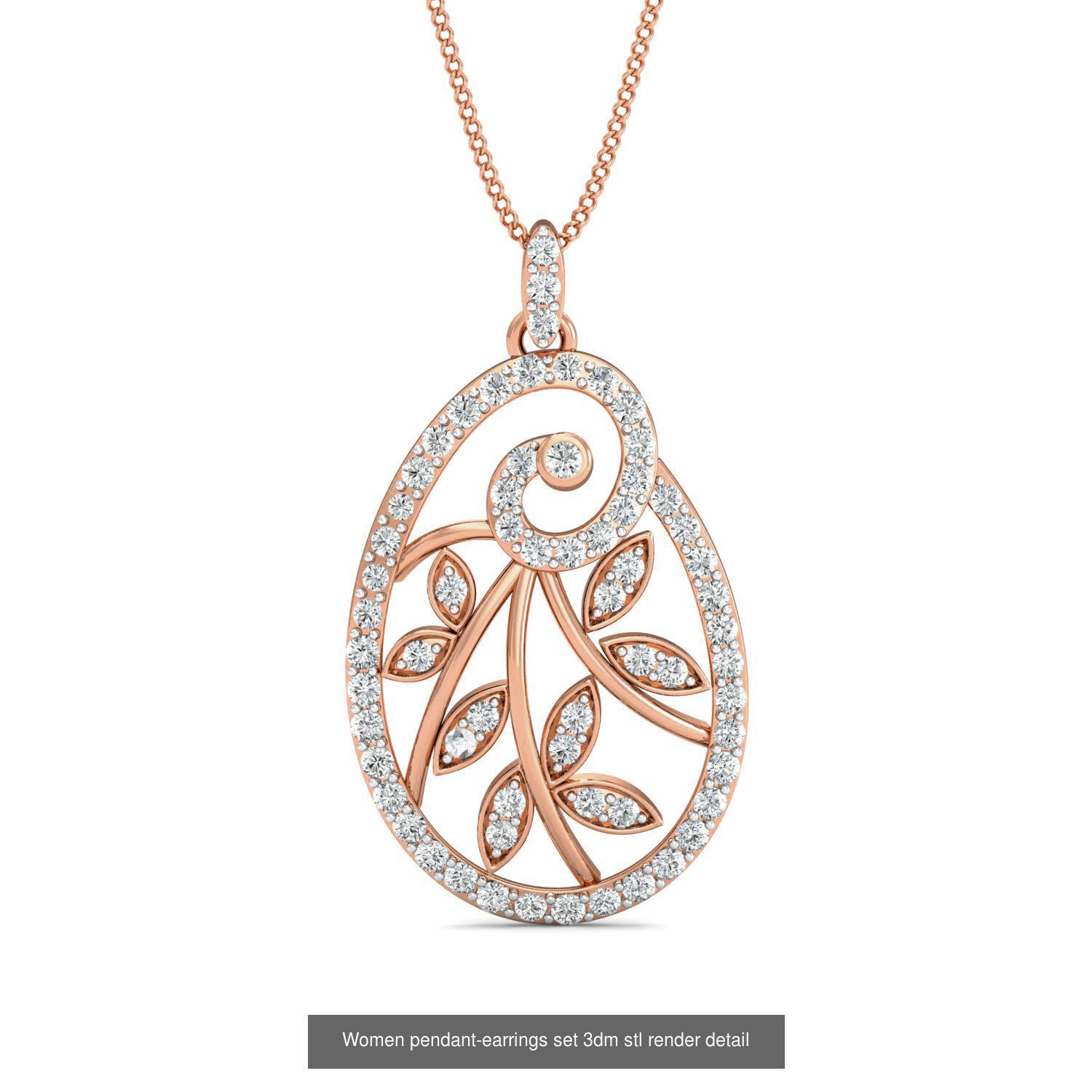 172 Women pendant-earrings set 3dm render detail  3D Model Collection_161