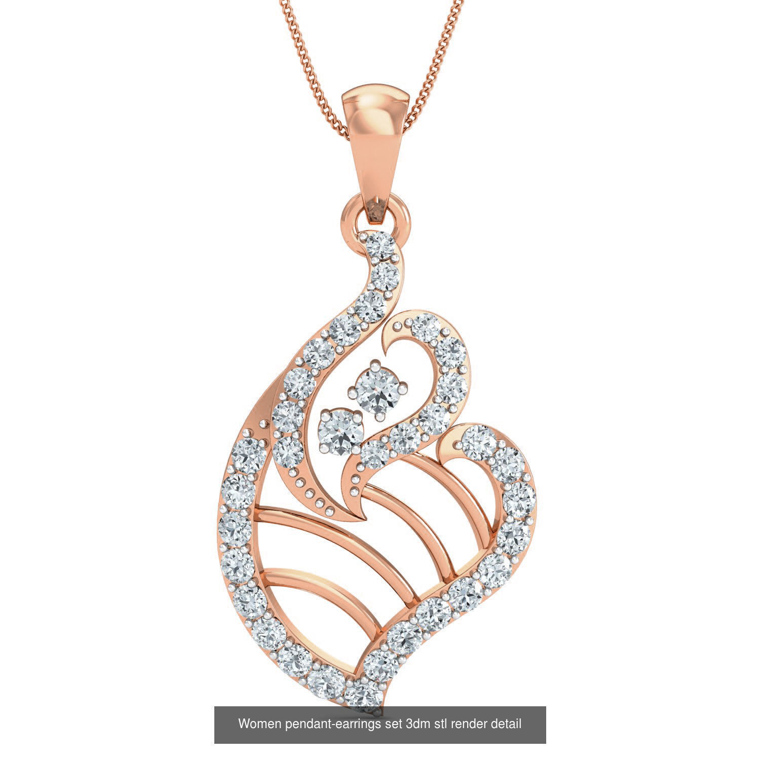 172 Women pendant-earrings set 3dm render detail  3D Model Collection_64