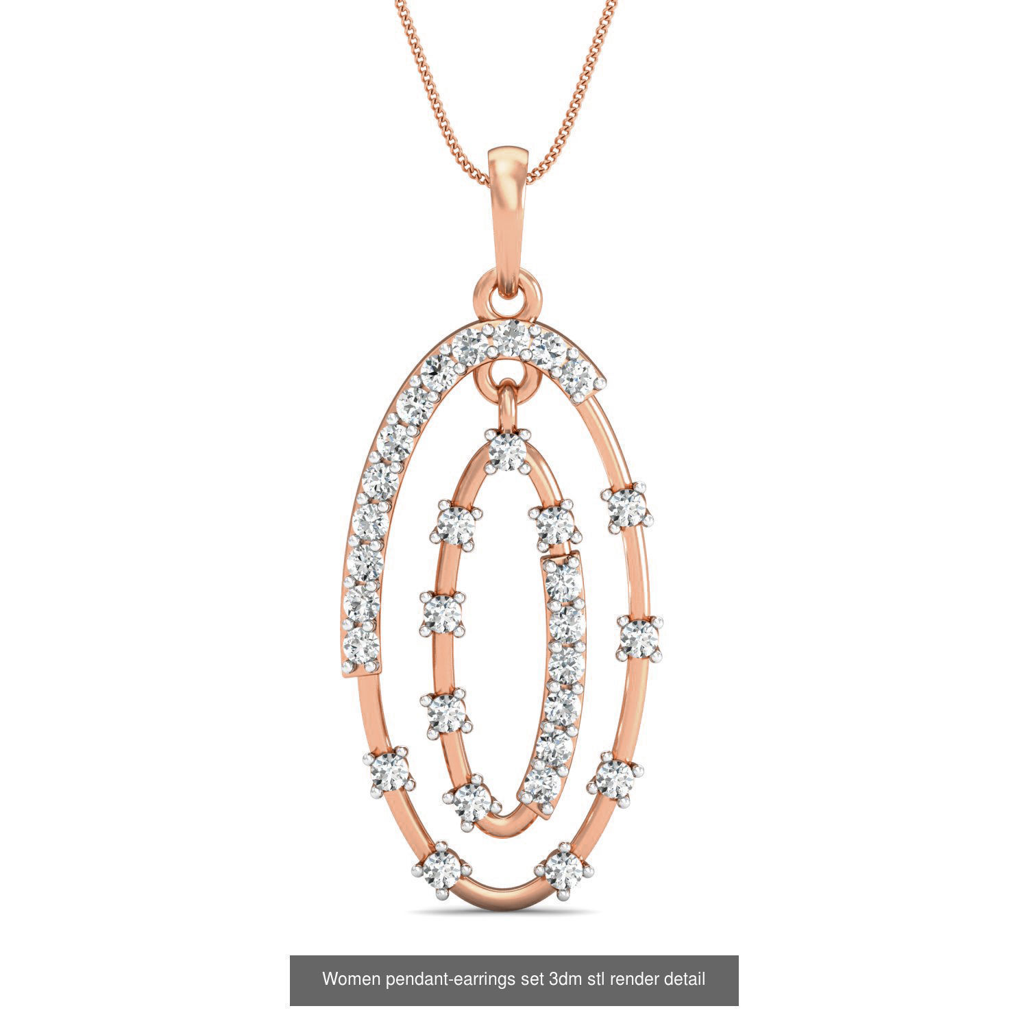 172 Women pendant-earrings set 3dm render detail  3D Model Collection_174