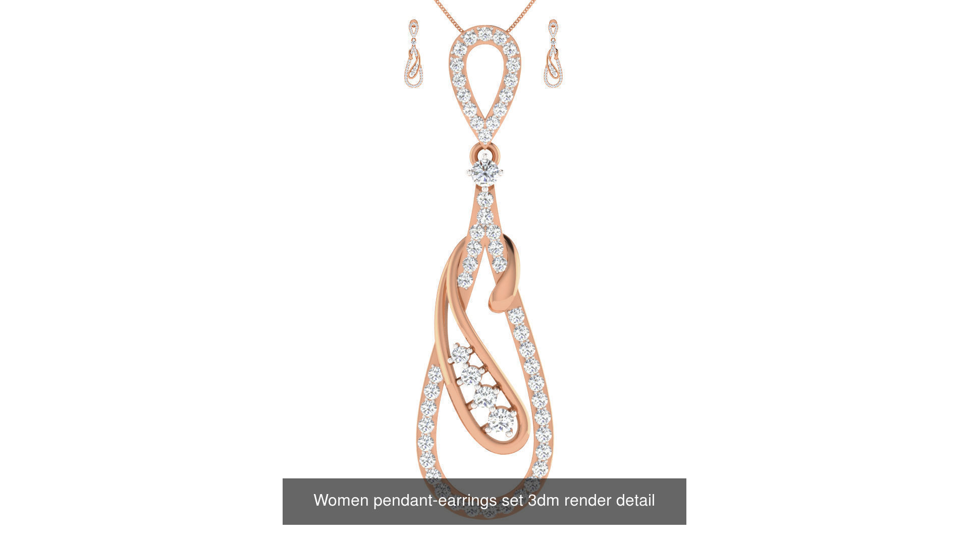 172 Women pendant-earrings set 3dm render detail  3D Model Collection_90