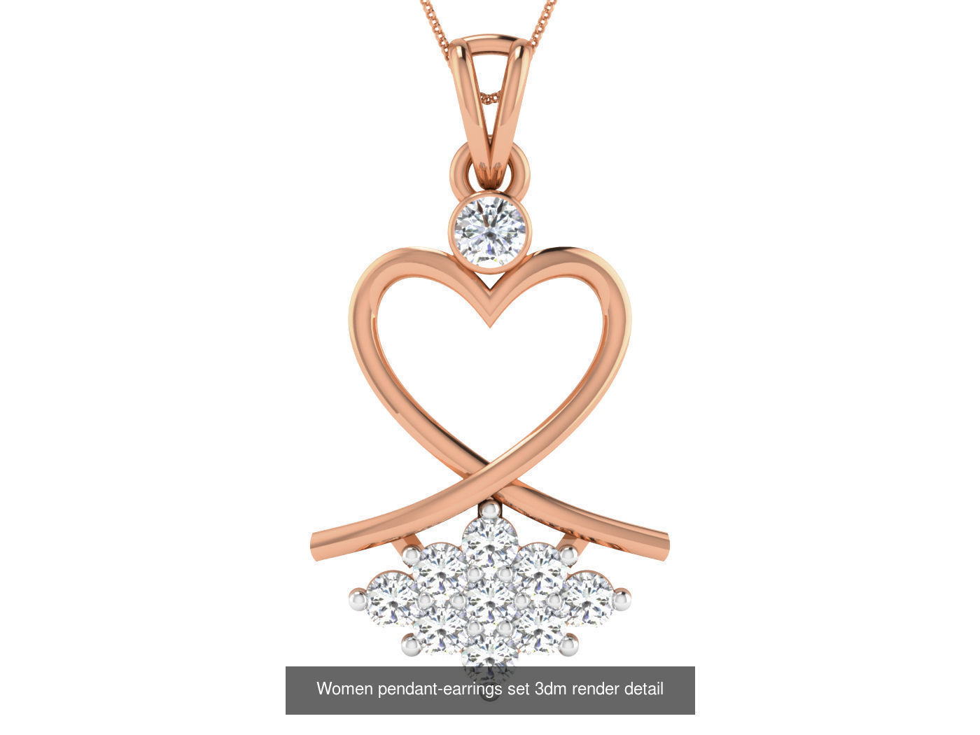 172 Women pendant-earrings set 3dm render detail  3D Model Collection_15