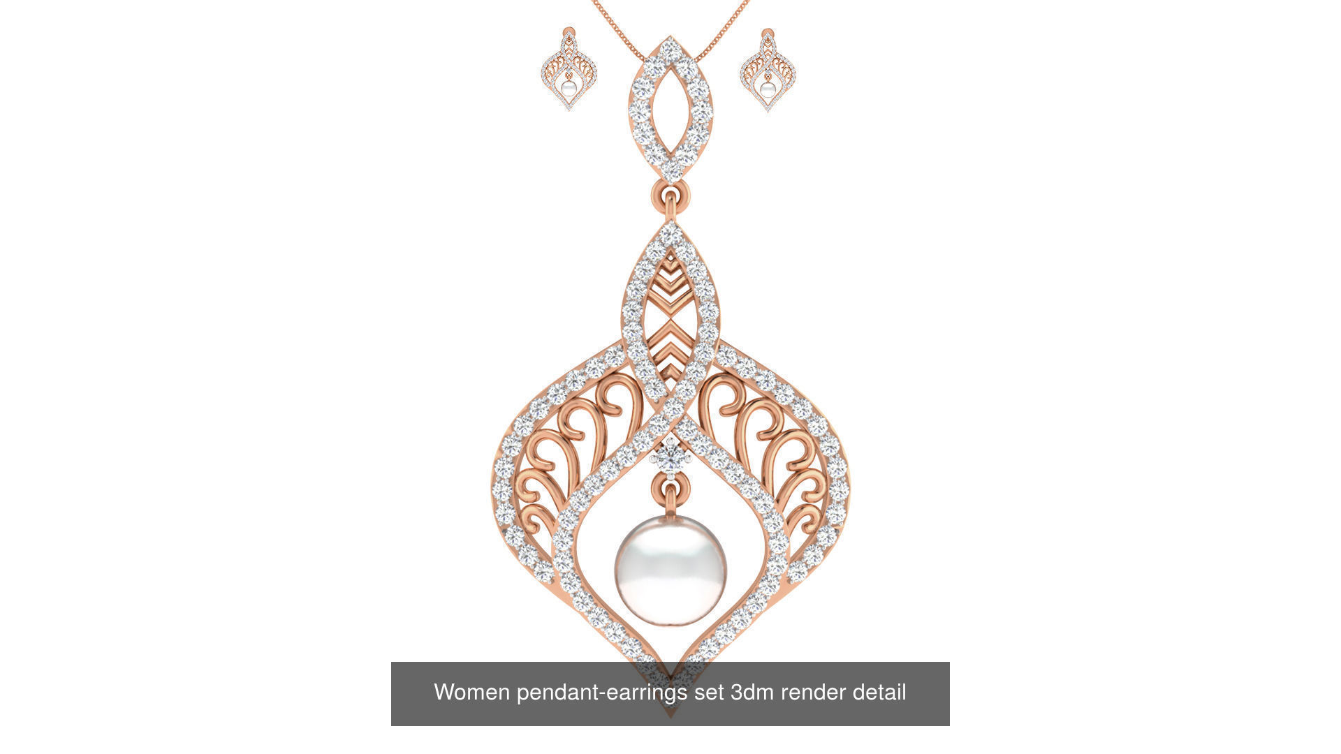 172 Women pendant-earrings set 3dm render detail  3D Model Collection_99
