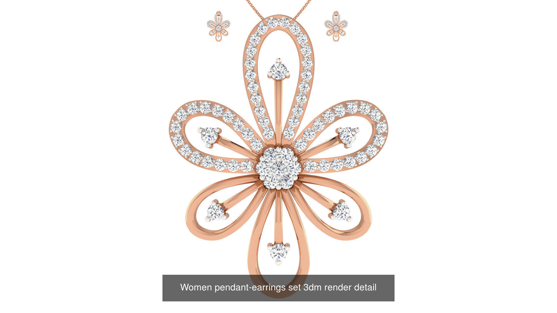 172 Women pendant-earrings set 3dm render detail  3D Model Collection_96
