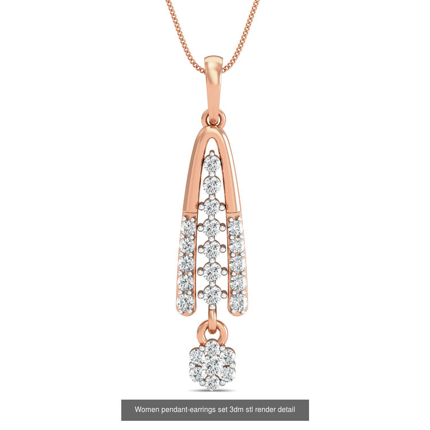 172 Women pendant-earrings set 3dm render detail  3D Model Collection_146