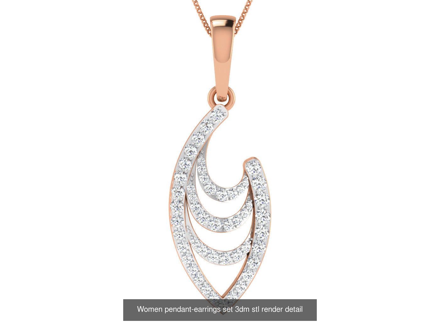 172 Women pendant-earrings set 3dm render detail  3D Model Collection_26