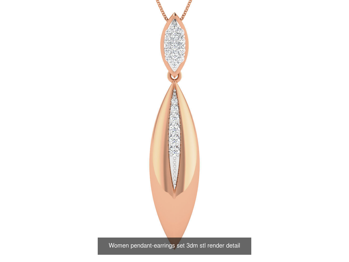 172 Women pendant-earrings set 3dm render detail  3D Model Collection_30