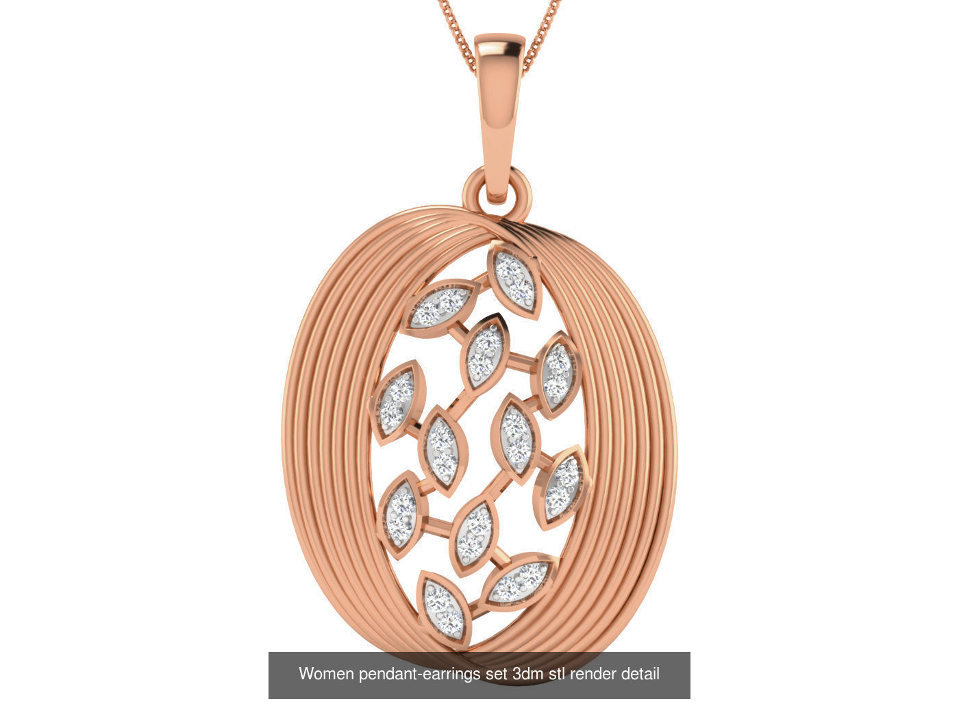 172 Women pendant-earrings set 3dm render detail  3D Model Collection_39