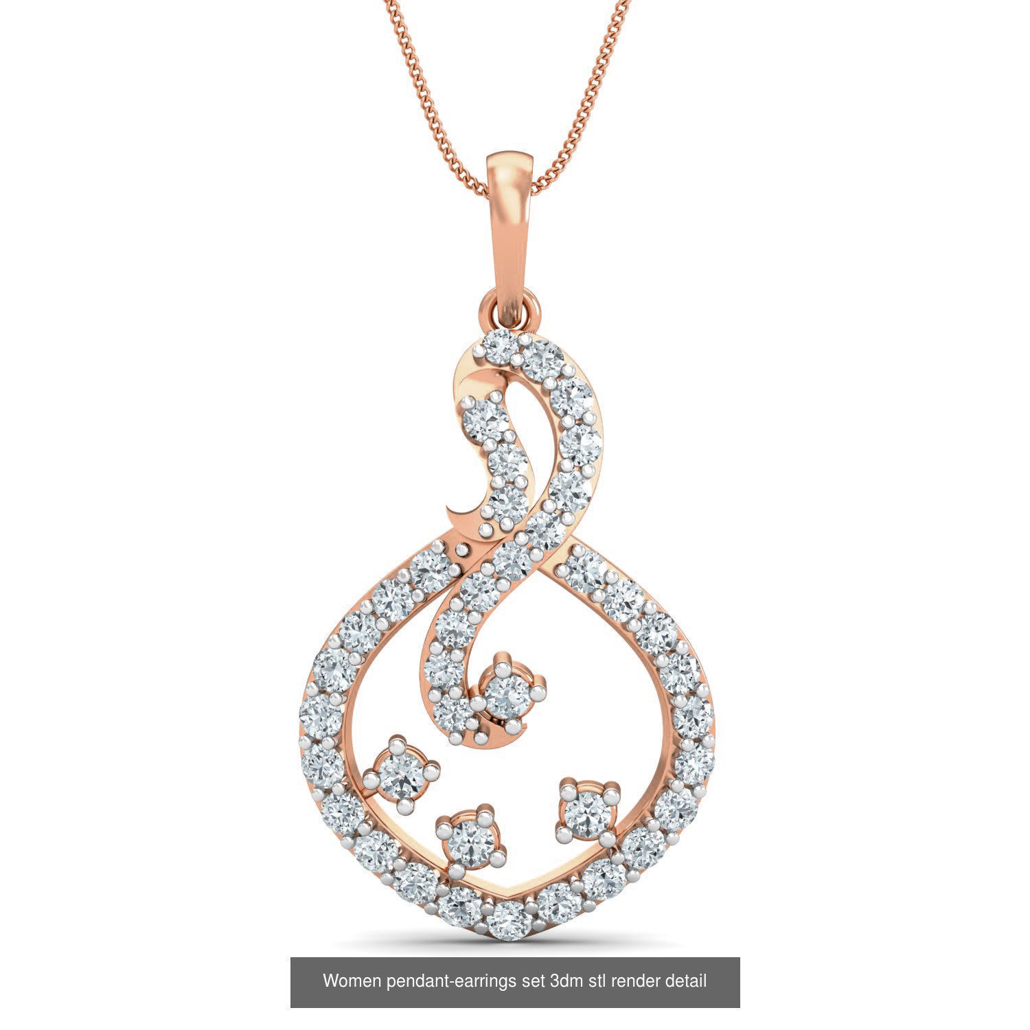 172 Women pendant-earrings set 3dm render detail  3D Model Collection_66
