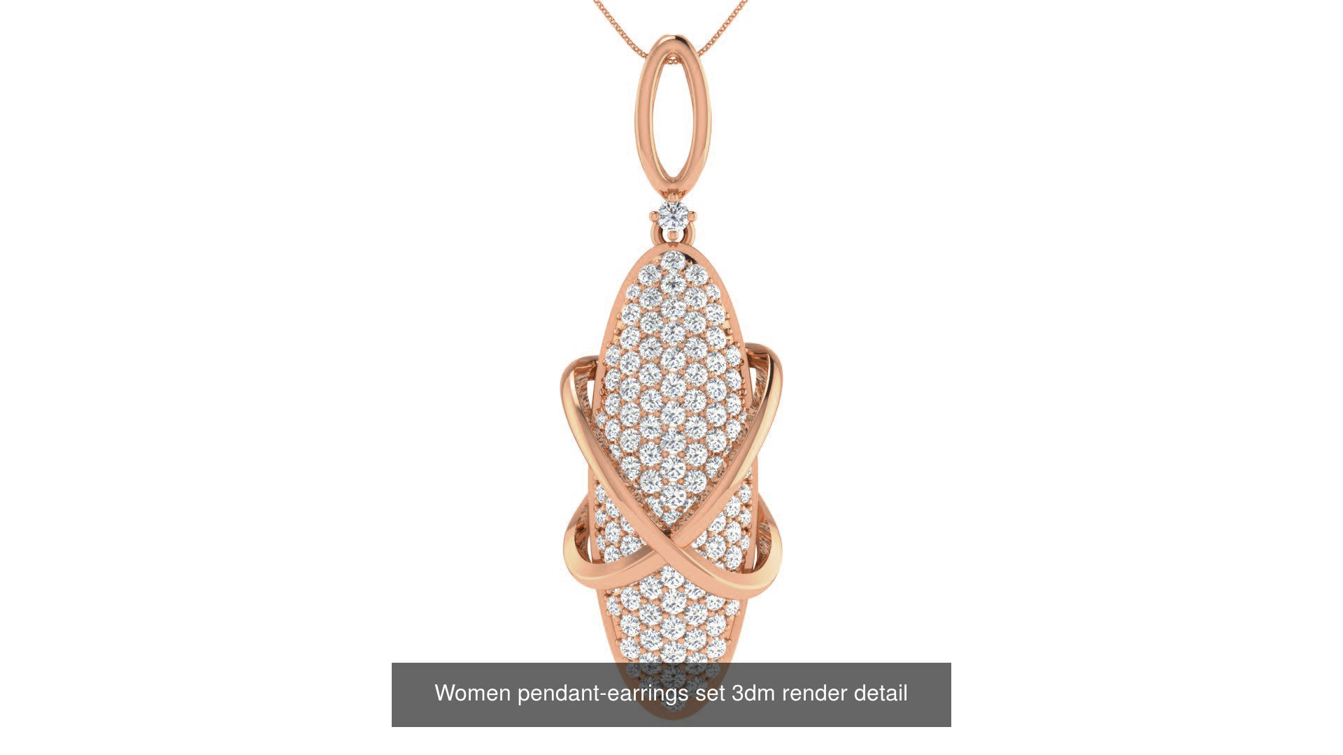 172 Women pendant-earrings set 3dm render detail  3D Model Collection_94
