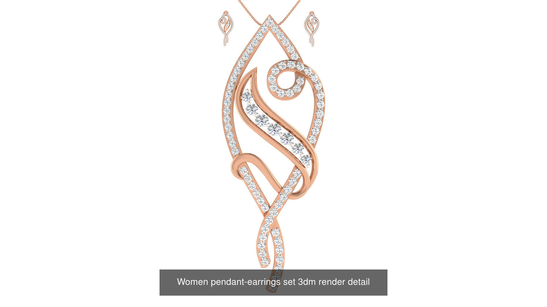 172 Women pendant-earrings set 3dm render detail  3D Model Collection_92
