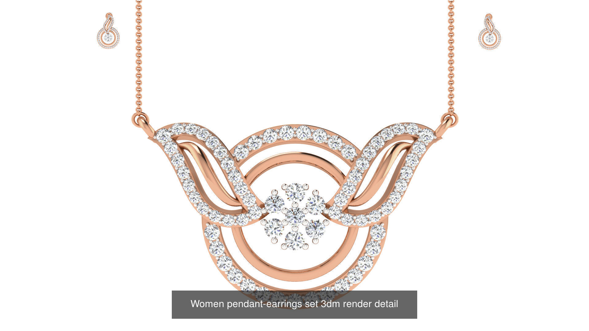 172 Women pendant-earrings set 3dm render detail  3D Model Collection_123