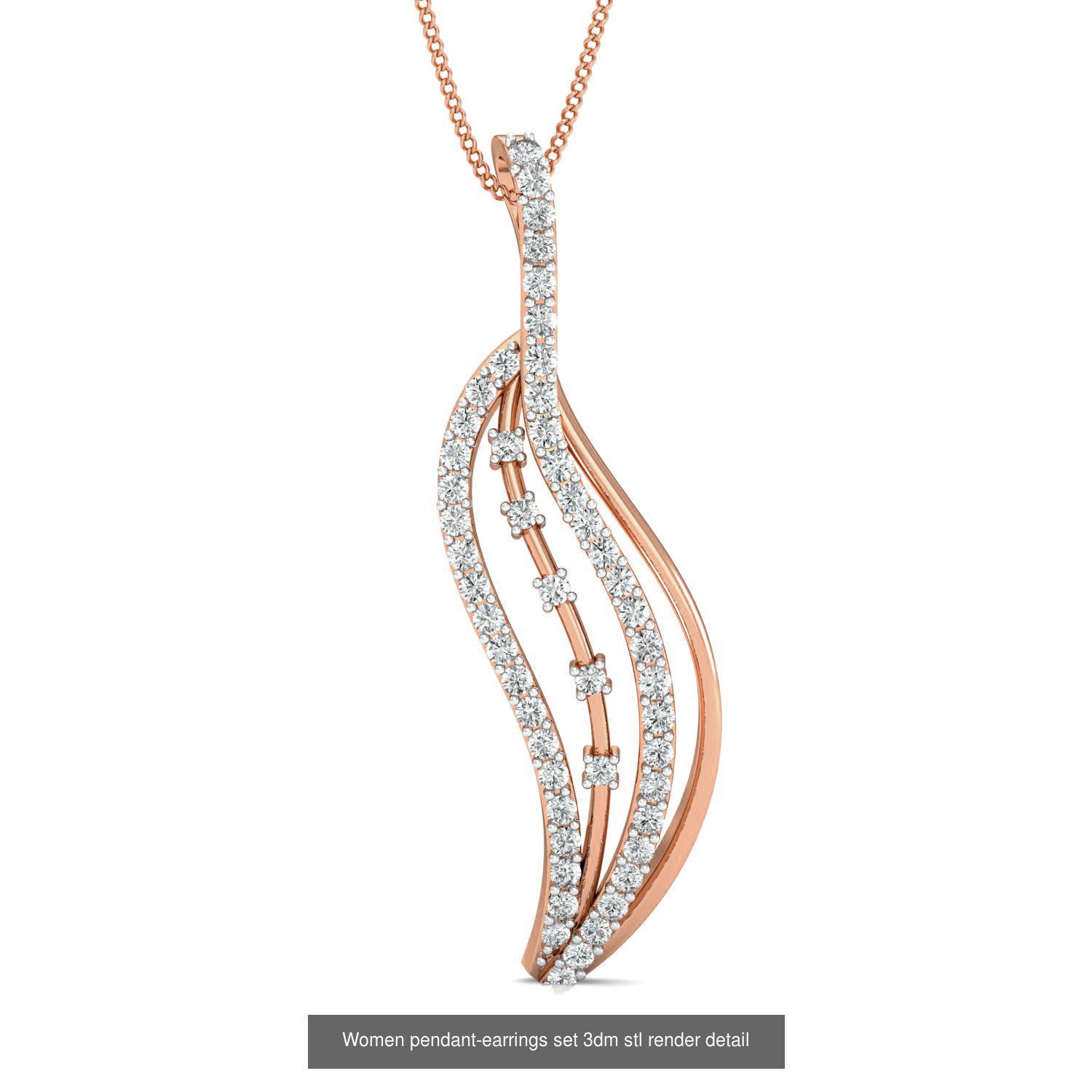 172 Women pendant-earrings set 3dm render detail  3D Model Collection_175