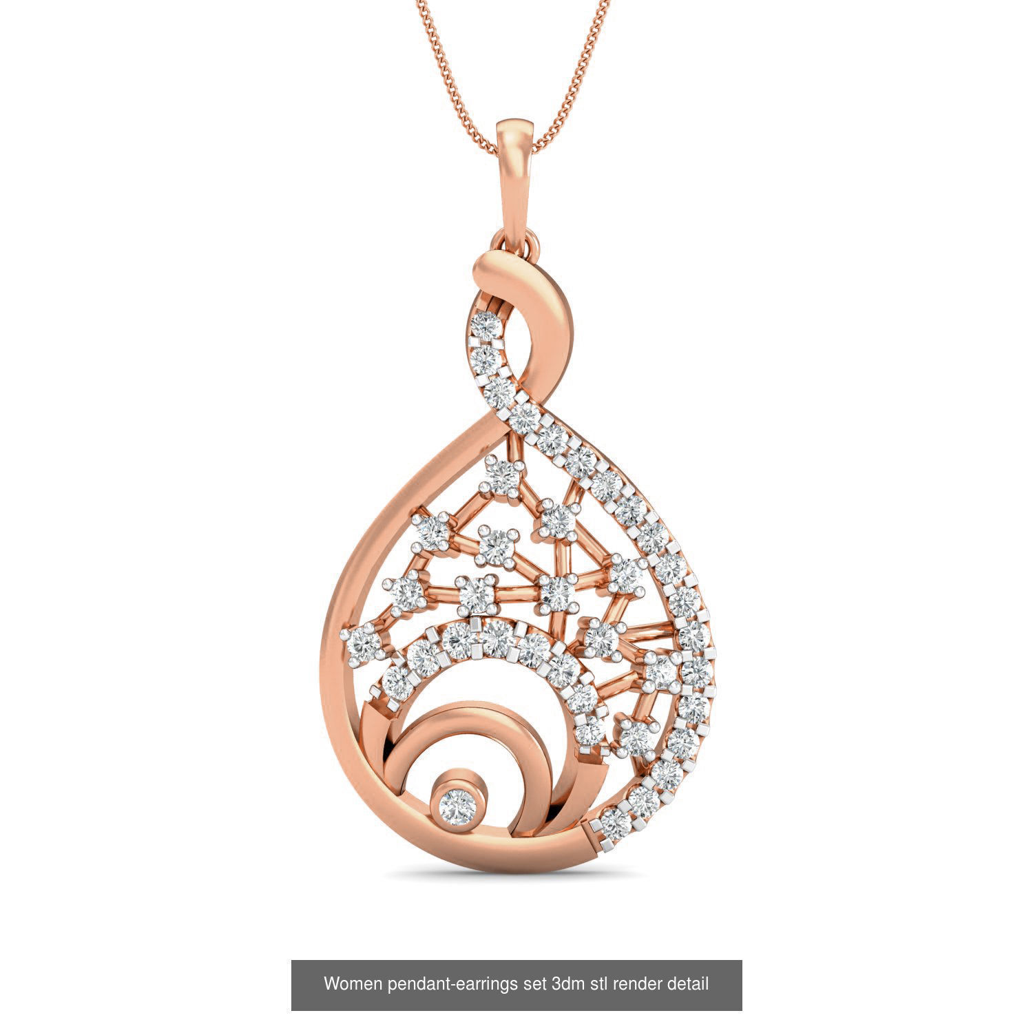 172 Women pendant-earrings set 3dm render detail  3D Model Collection_163