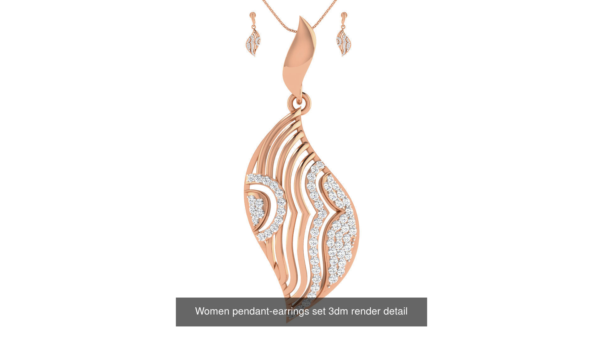 172 Women pendant-earrings set 3dm render detail  3D Model Collection_109