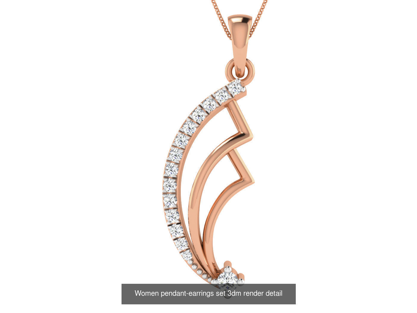 172 Women pendant-earrings set 3dm render detail  3D Model Collection_11