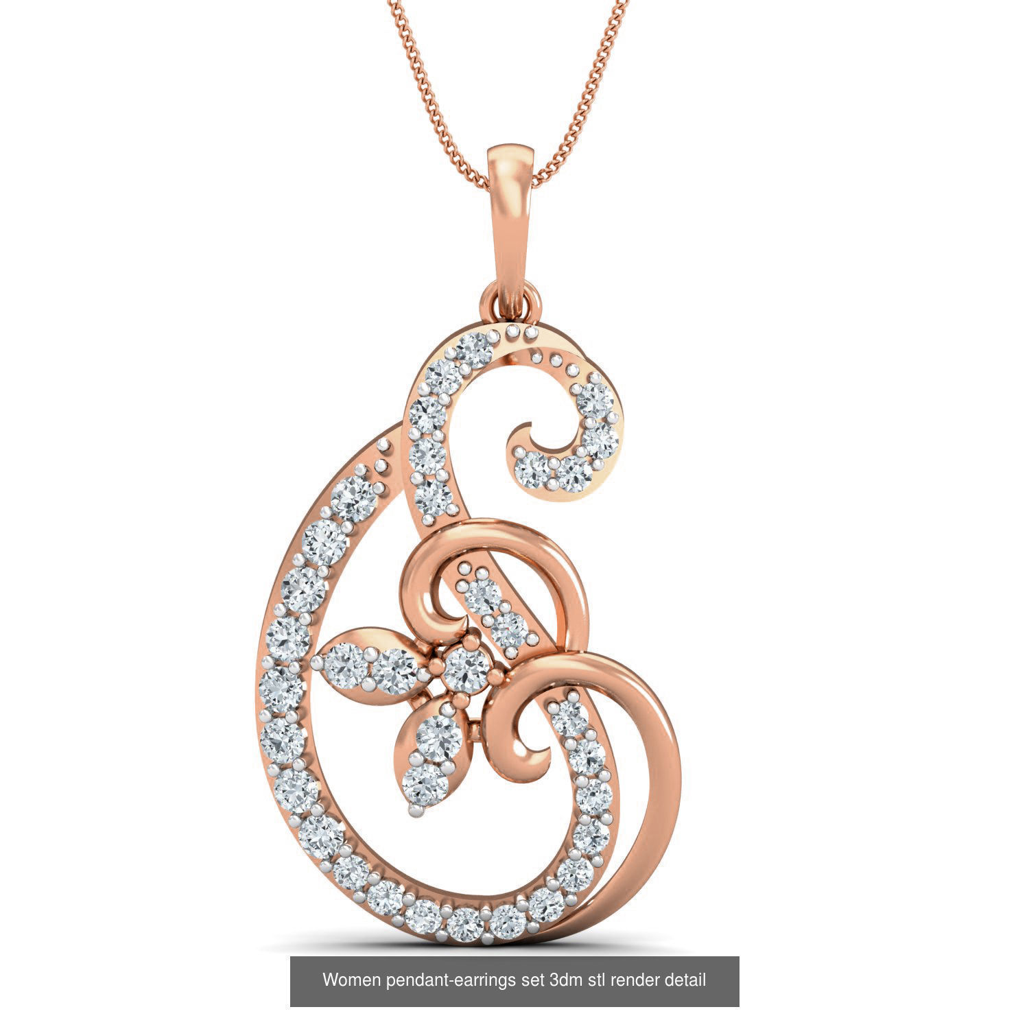 172 Women pendant-earrings set 3dm render detail  3D Model Collection_76