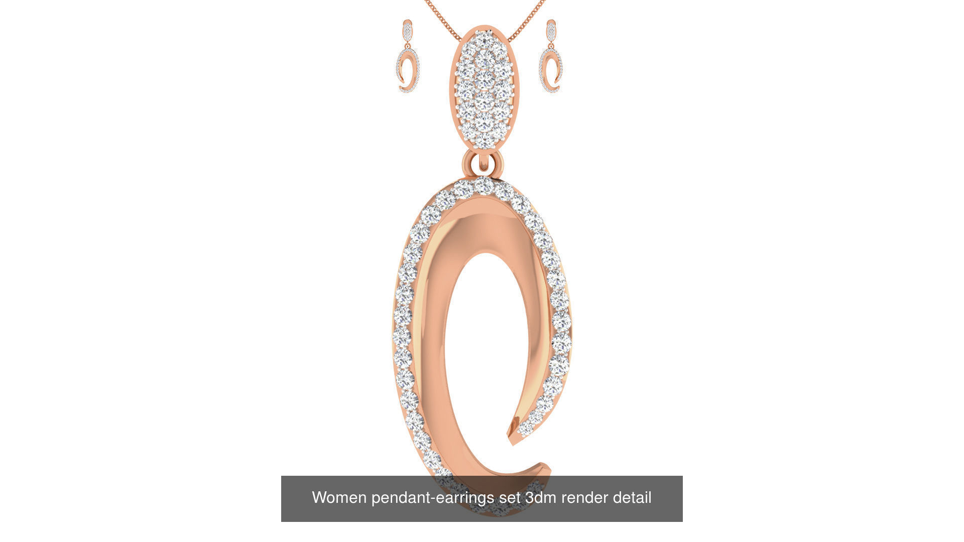 172 Women pendant-earrings set 3dm render detail  3D Model Collection_105
