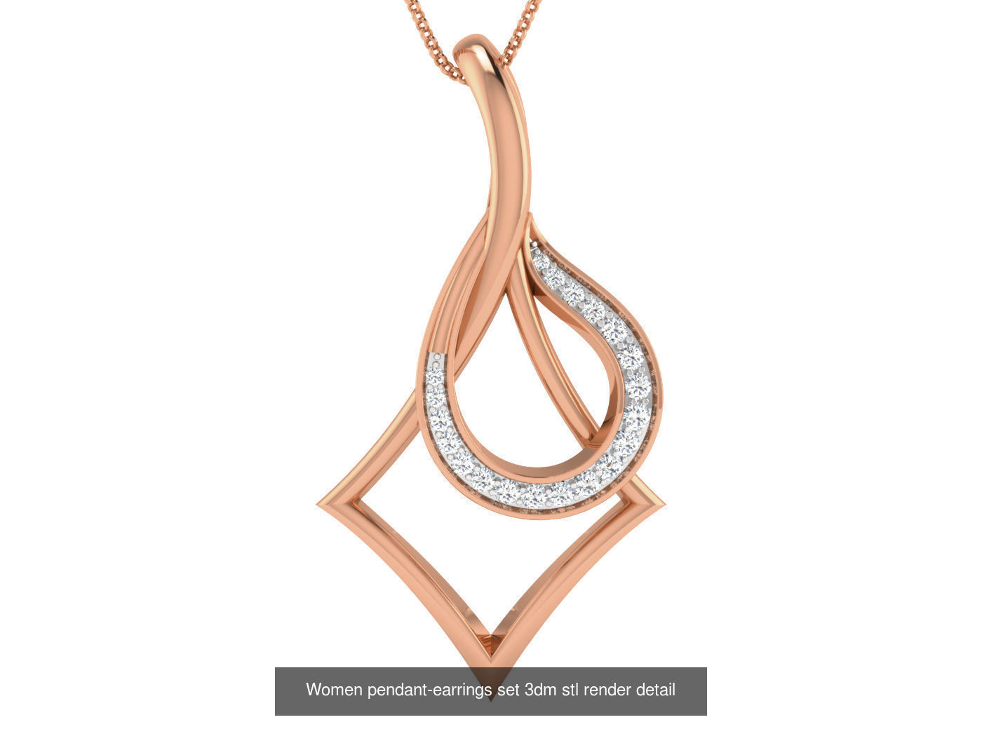 172 Women pendant-earrings set 3dm render detail  3D Model Collection_51