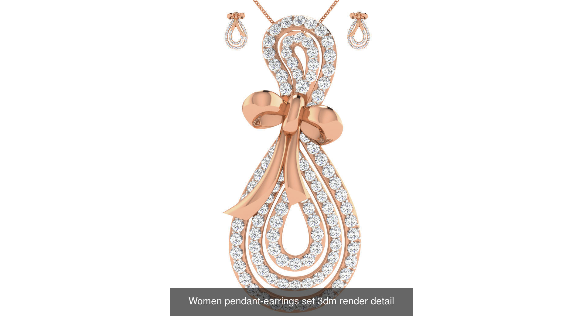 172 Women pendant-earrings set 3dm render detail  3D Model Collection_111
