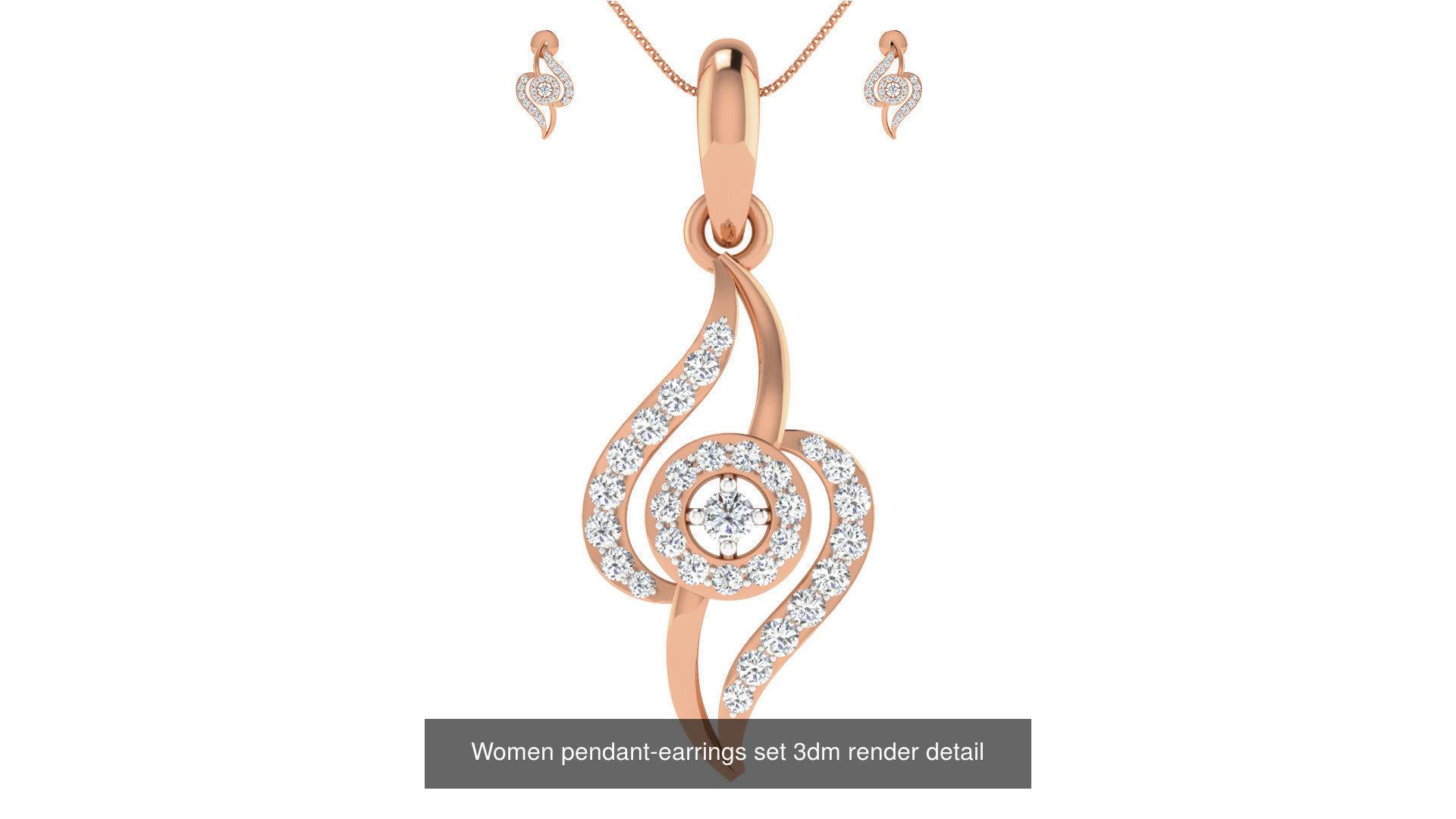 172 Women pendant-earrings set 3dm render detail  3D Model Collection_126