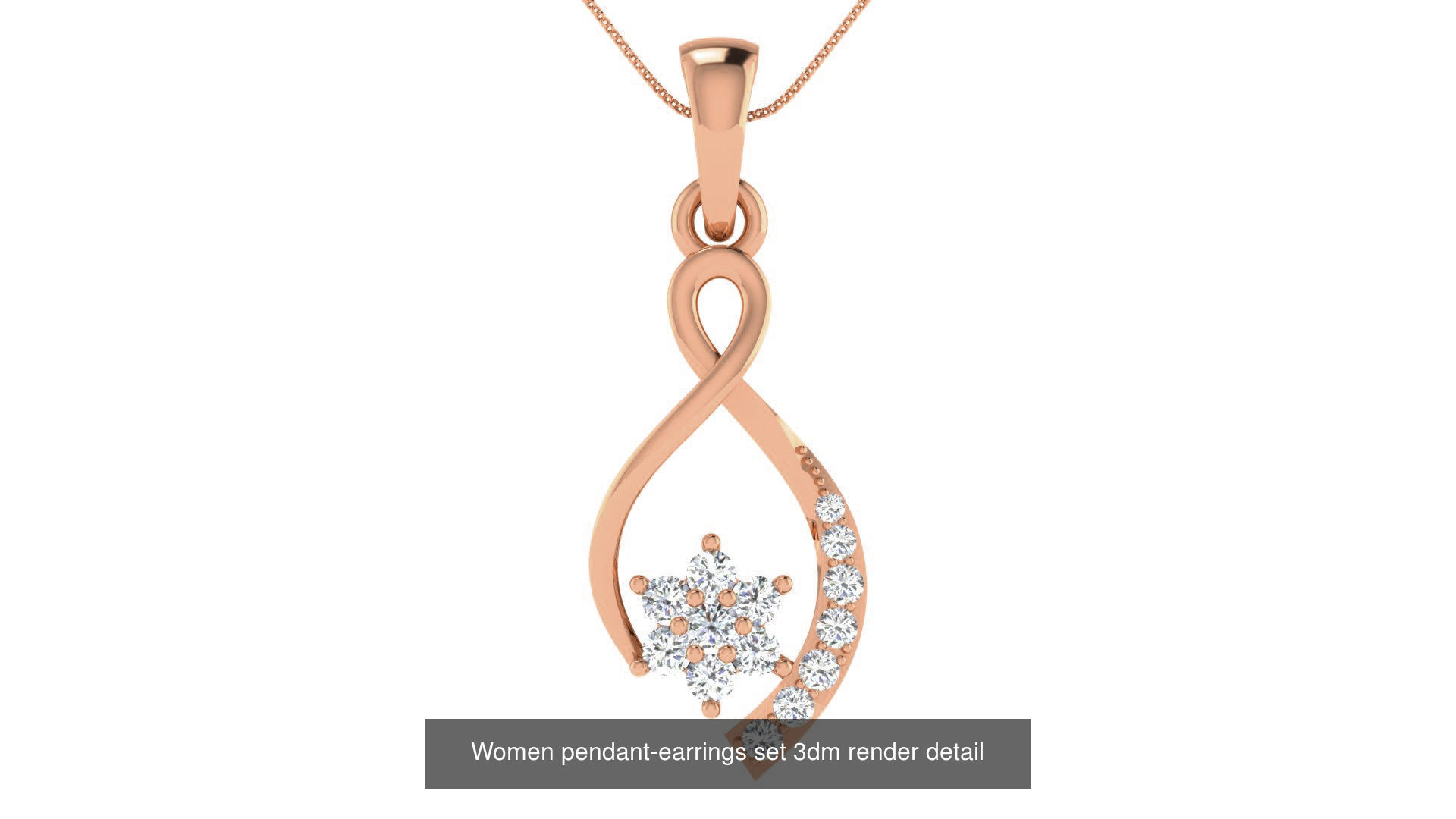 172 Women pendant-earrings set 3dm render detail  3D Model Collection_133