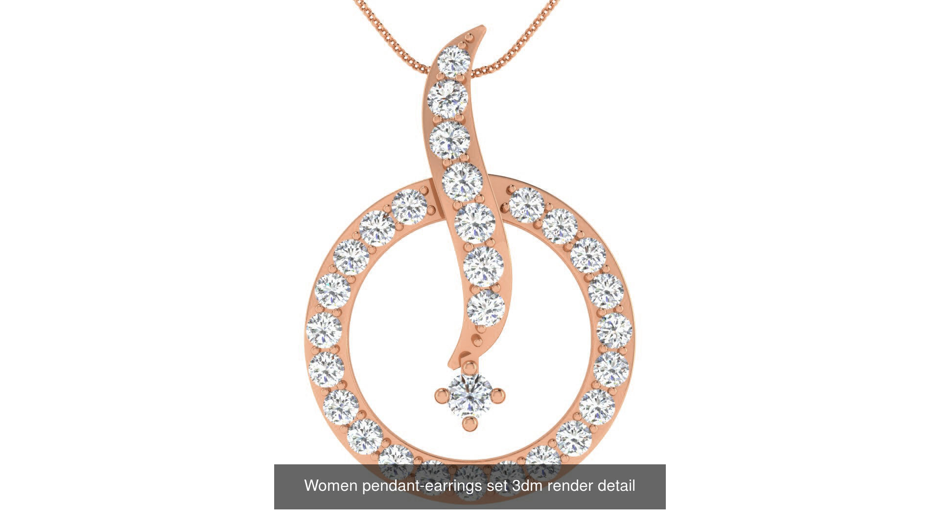 172 Women pendant-earrings set 3dm render detail  3D Model Collection_125