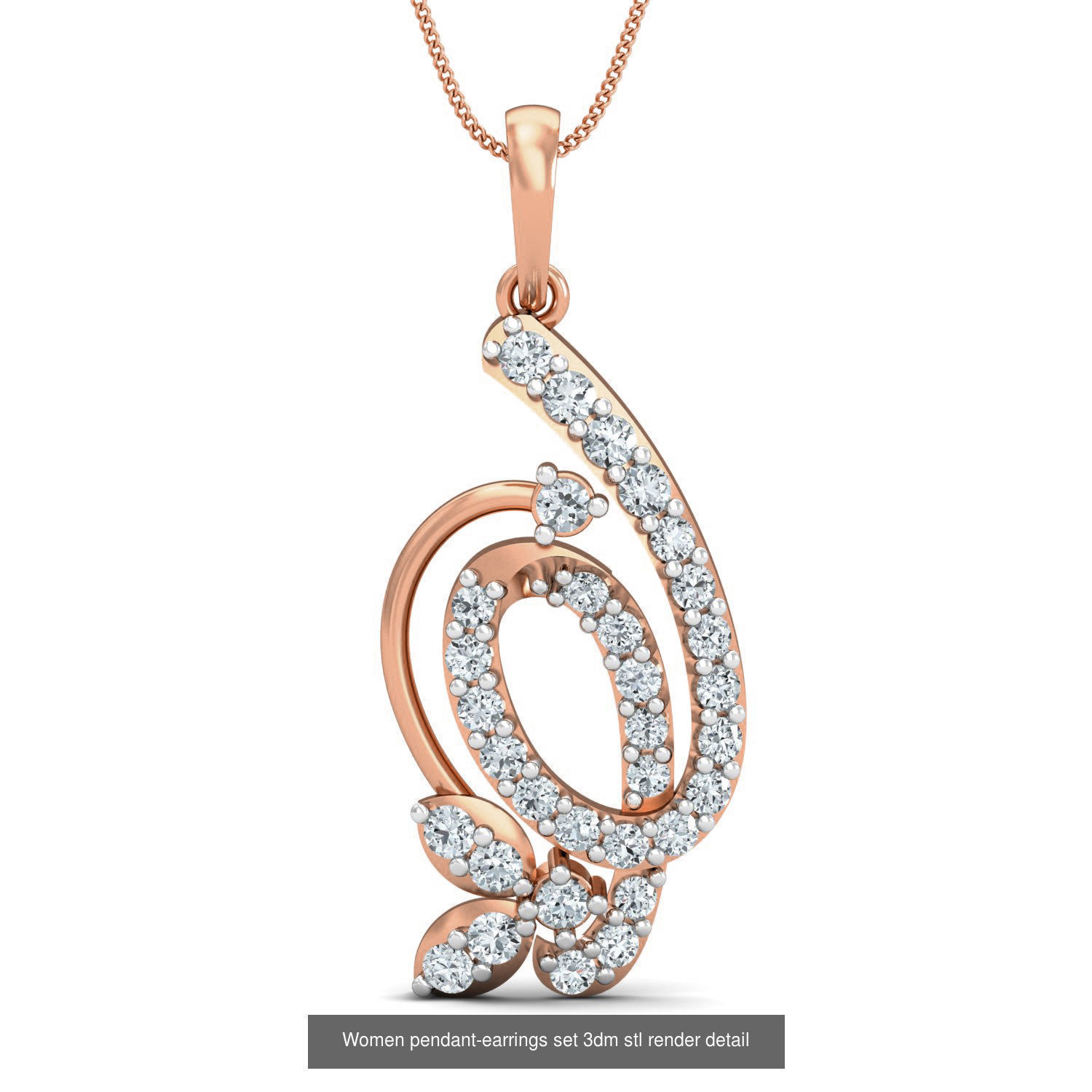 172 Women pendant-earrings set 3dm render detail  3D Model Collection_60