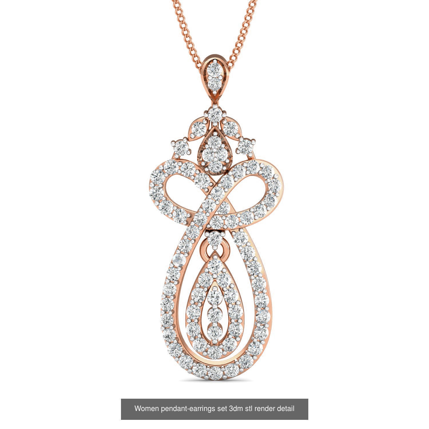 172 Women pendant-earrings set 3dm render detail  3D Model Collection_167