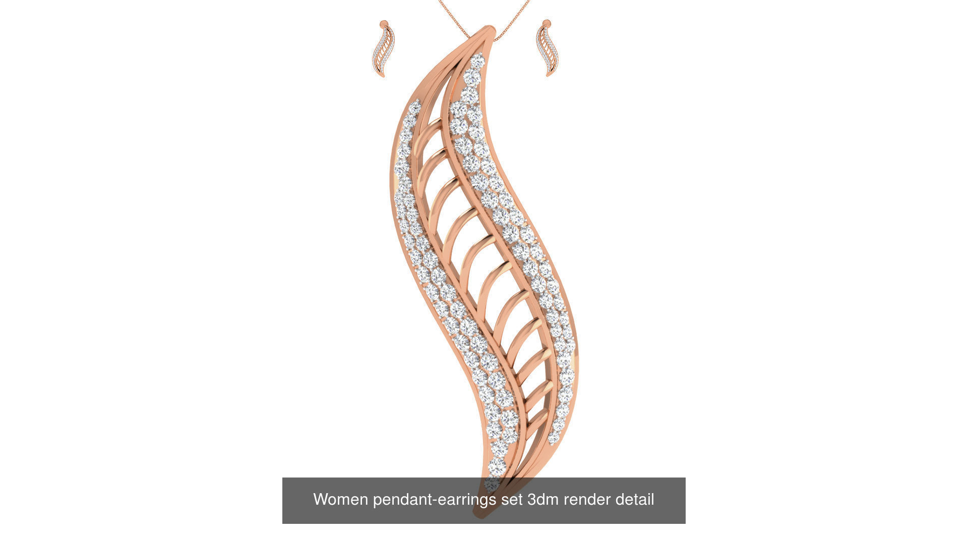 172 Women pendant-earrings set 3dm render detail  3D Model Collection_84