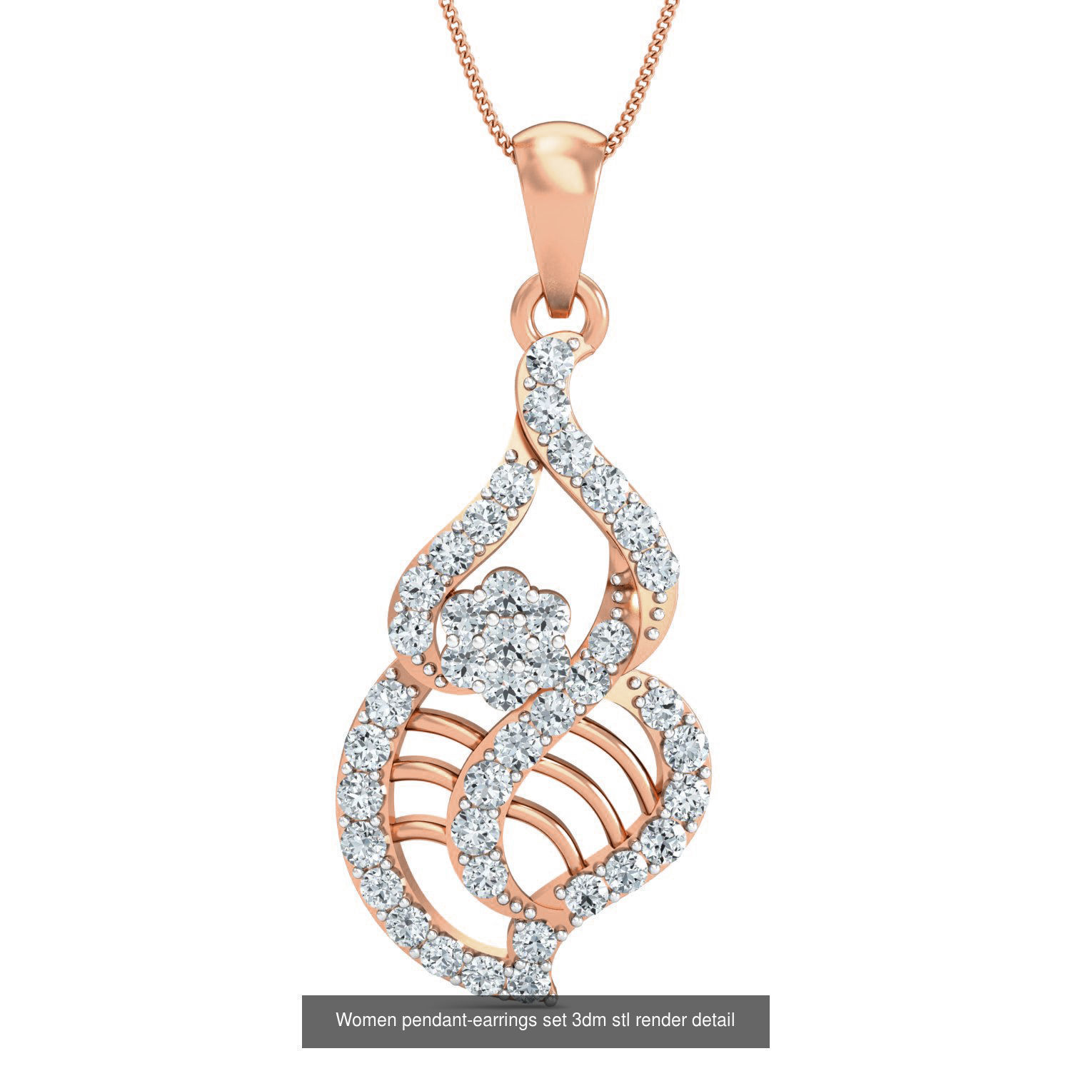 172 Women pendant-earrings set 3dm render detail  3D Model Collection_61