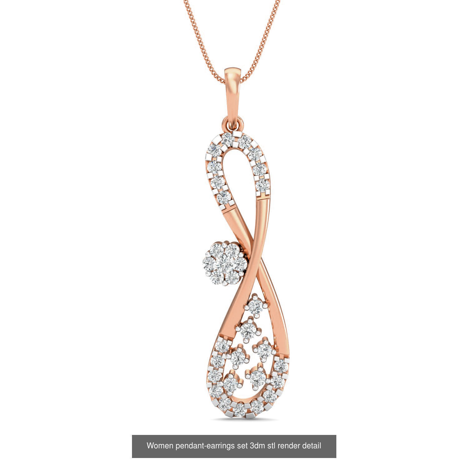 172 Women pendant-earrings set 3dm render detail  3D Model Collection_150