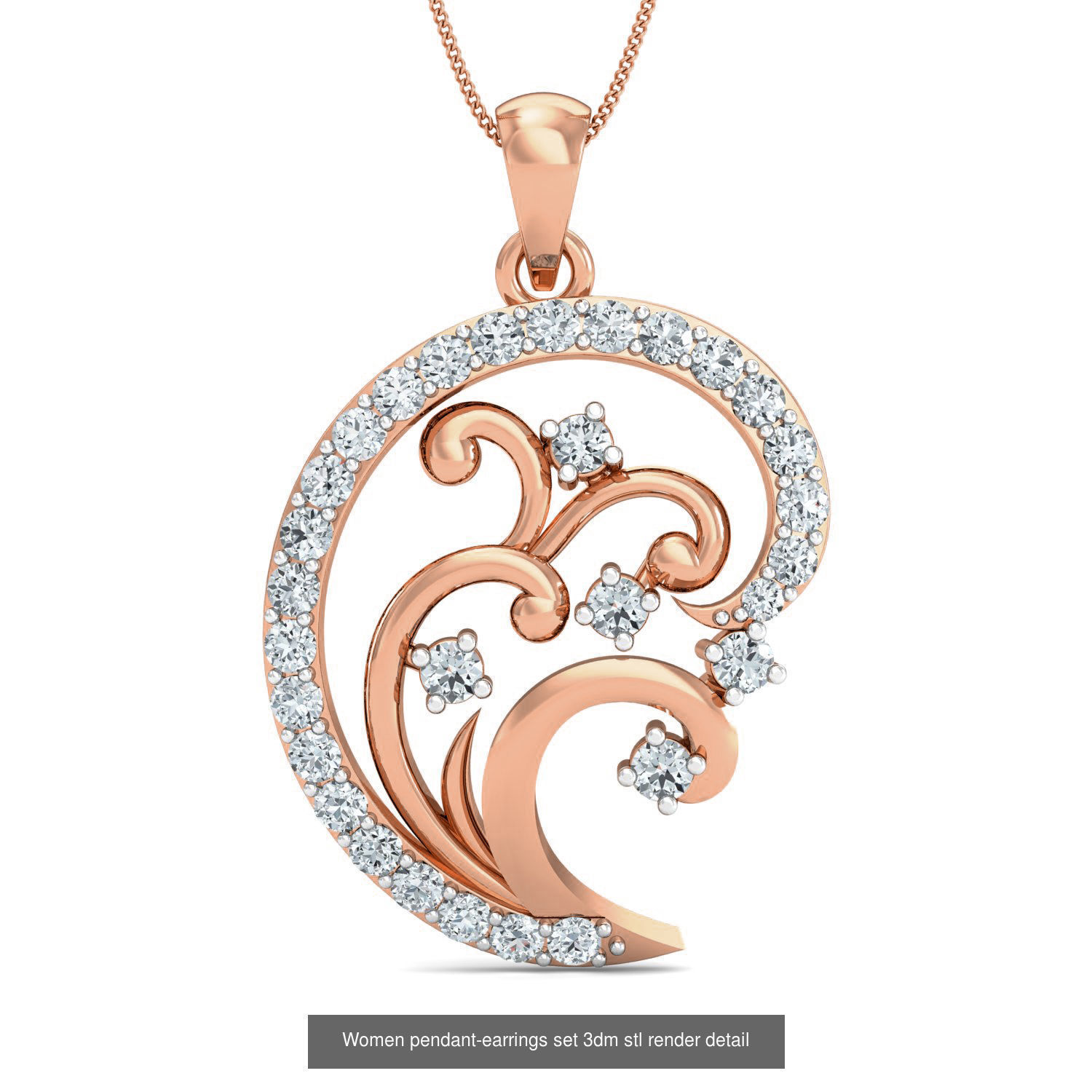 172 Women pendant-earrings set 3dm render detail  3D Model Collection_81