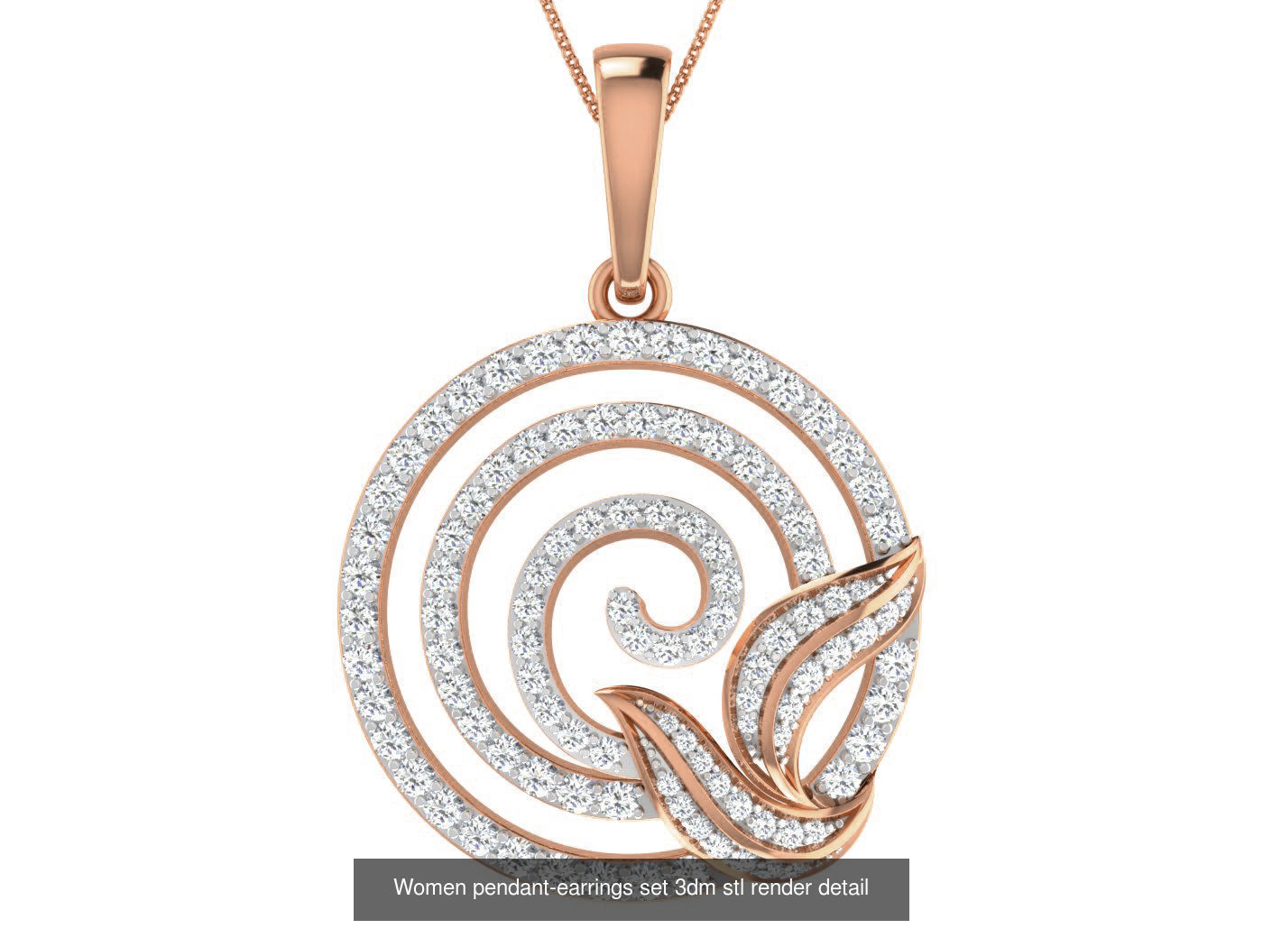 172 Women pendant-earrings set 3dm render detail  3D Model Collection_54