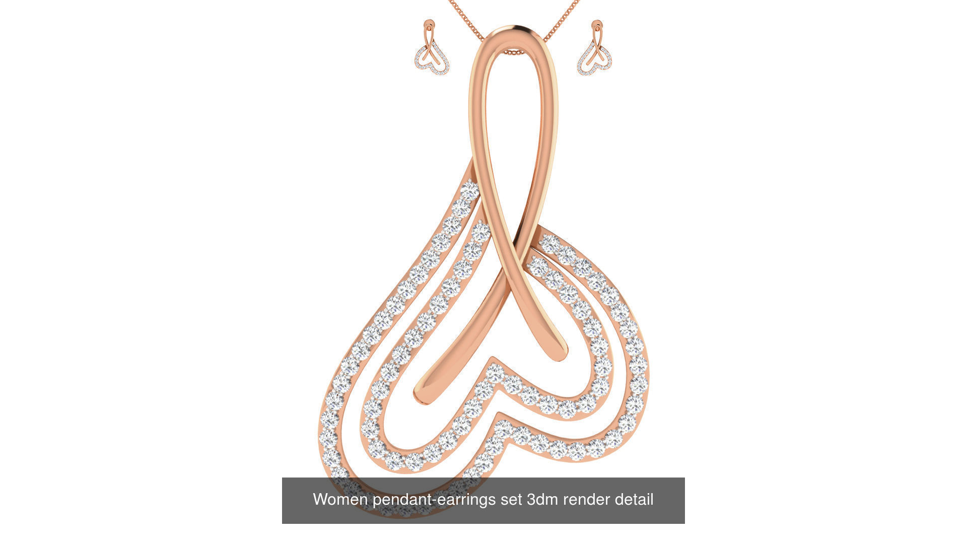 172 Women pendant-earrings set 3dm render detail  3D Model Collection_86